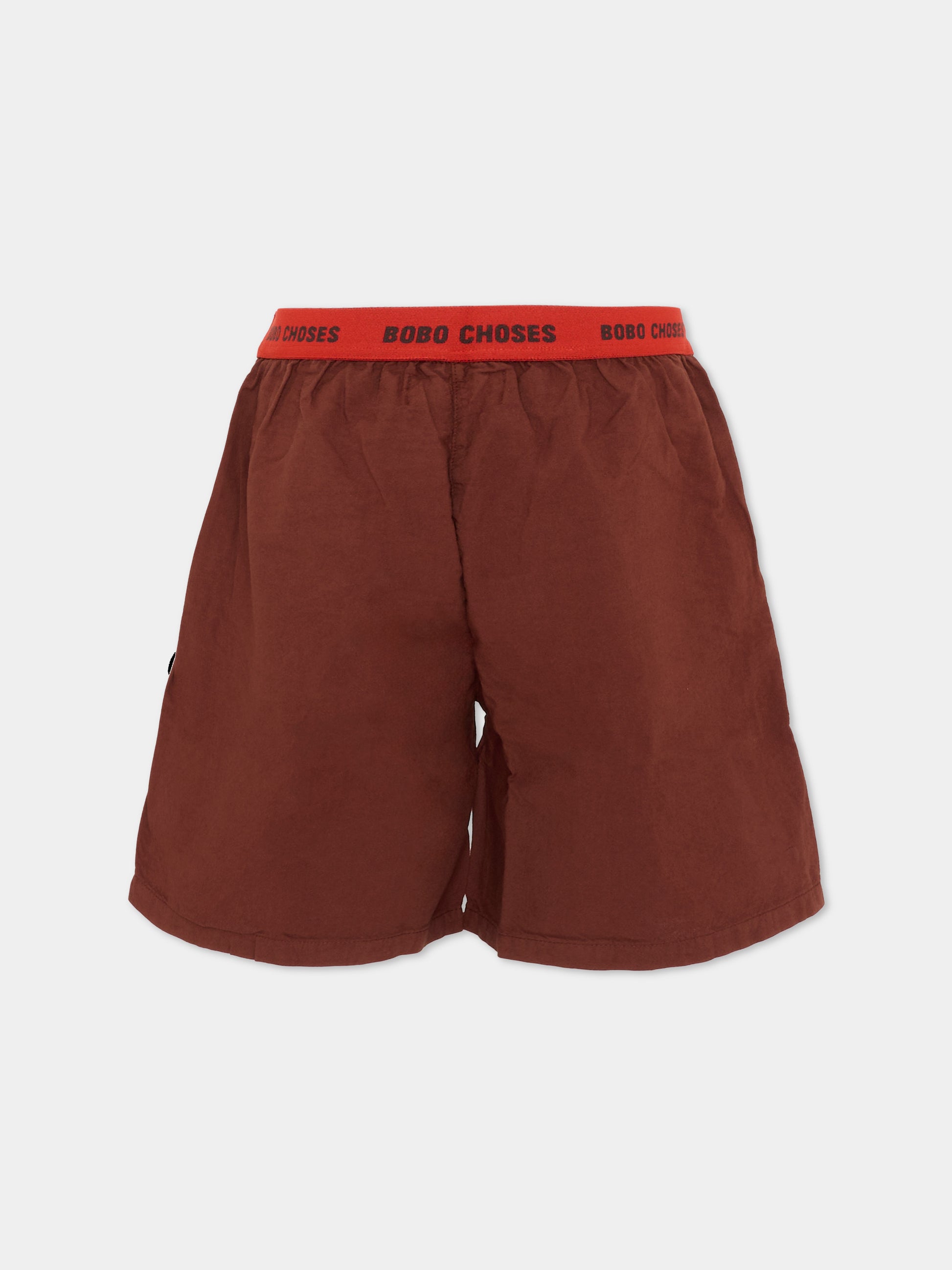 Shorts sportivi marroni per bambini con logo,Bobo Choses,B126AC145