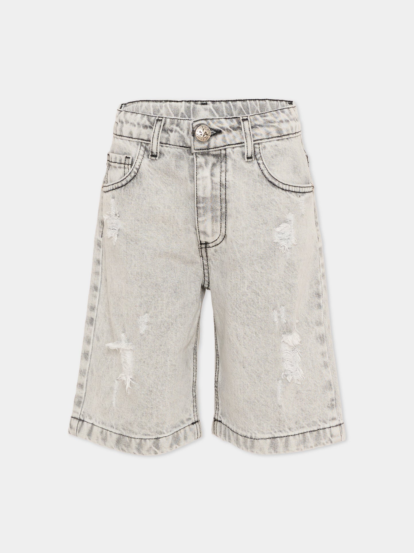 Shorts denim per bambino grigio,Richmond,RBP26093BE DENIM GREY LIGHT
