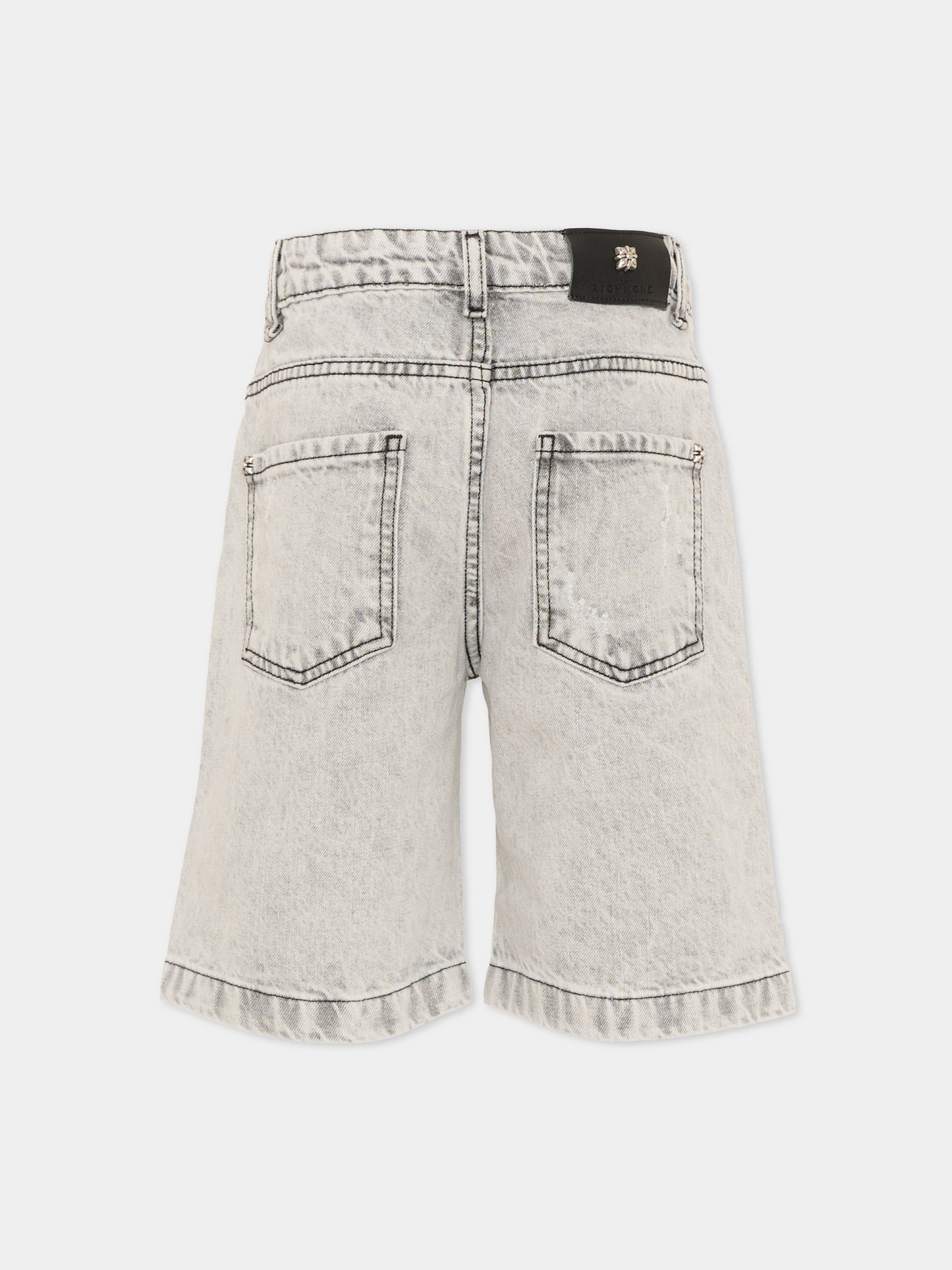 Shorts denim per bambino grigio,Richmond,RBP26093BE DENIM GREY LIGHT
