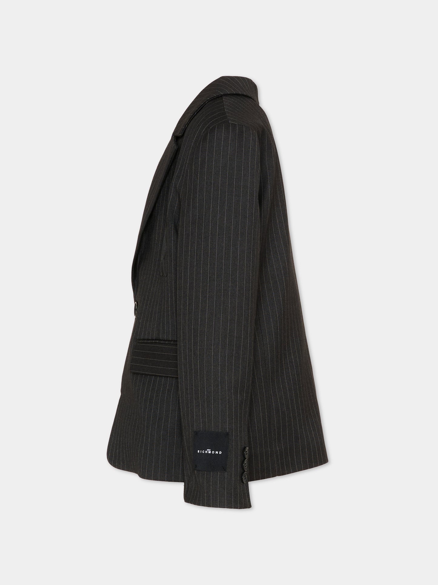 Giaccha grigia gessata per bambino,Richmond,RBP26075GC GREY DARK PINSTRIPE