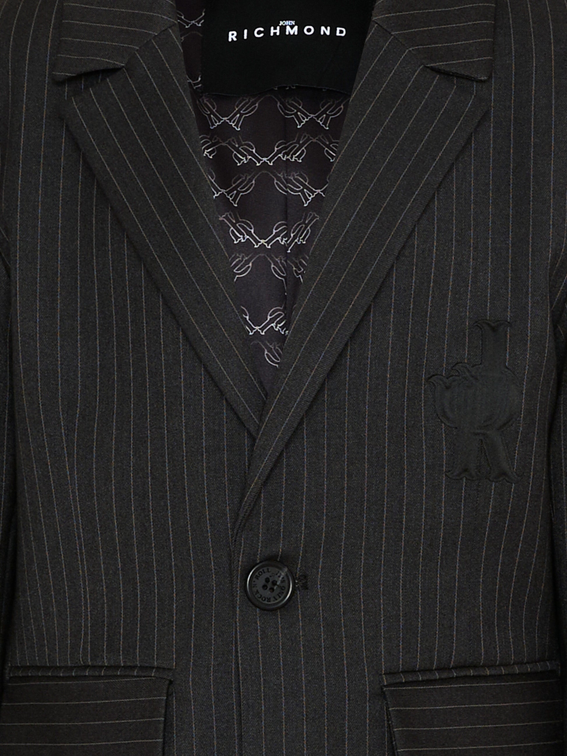 Giaccha grigia gessata per bambino,Richmond,RBP26075GC GREY DARK PINSTRIPE