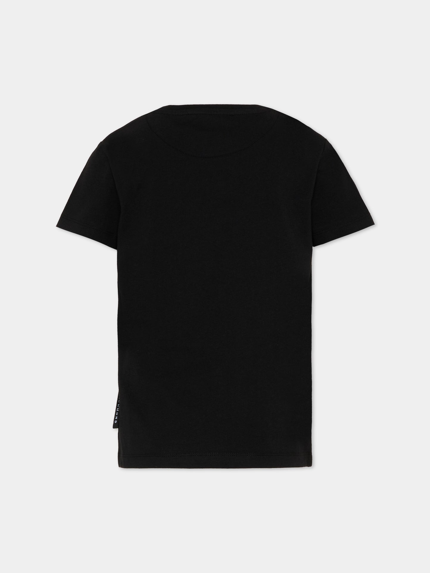 T-Shirt nera per bambini con cuore strass,Richmond,RGP26206TS BLACK