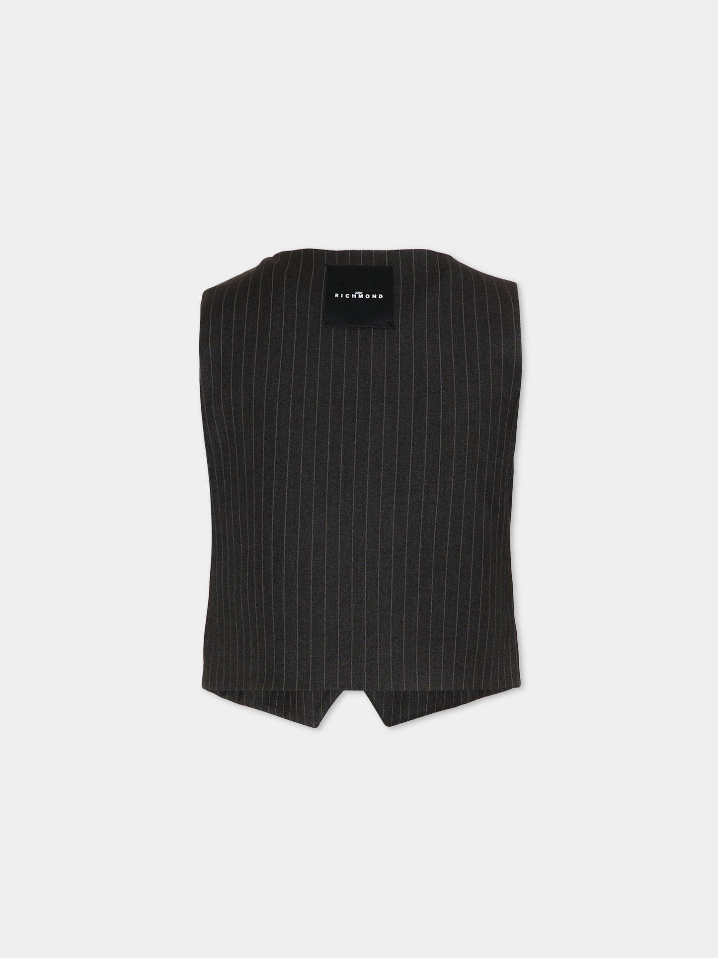 Panciotto nero gessato per bambino,Richmond,RBP26079GT GREY DARK PINSTRIPE