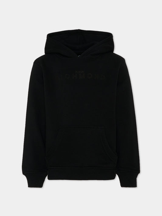 Felpa nera per bambini con logo,Richmond,RBP26003FE BLACK