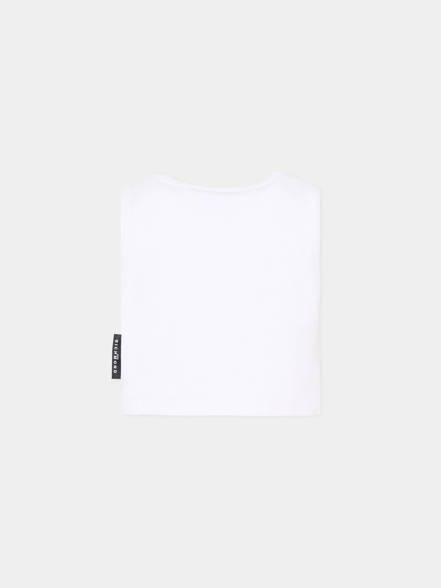 Top bianco per bambina con logo,Richmond,RGP26172CN WHITE