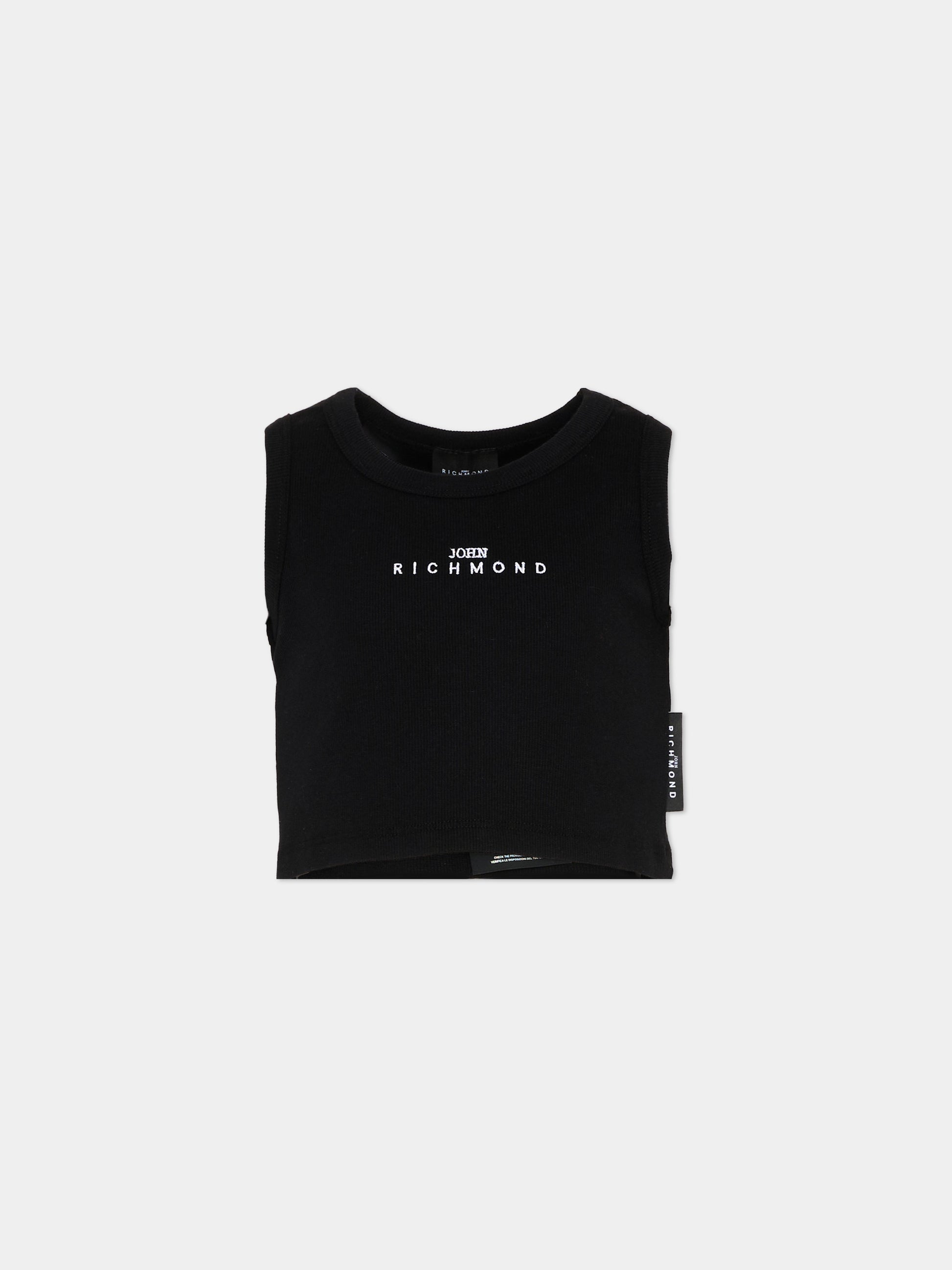 Top nero per bambina con logo,Richmond,RGP26172CN BLACK
