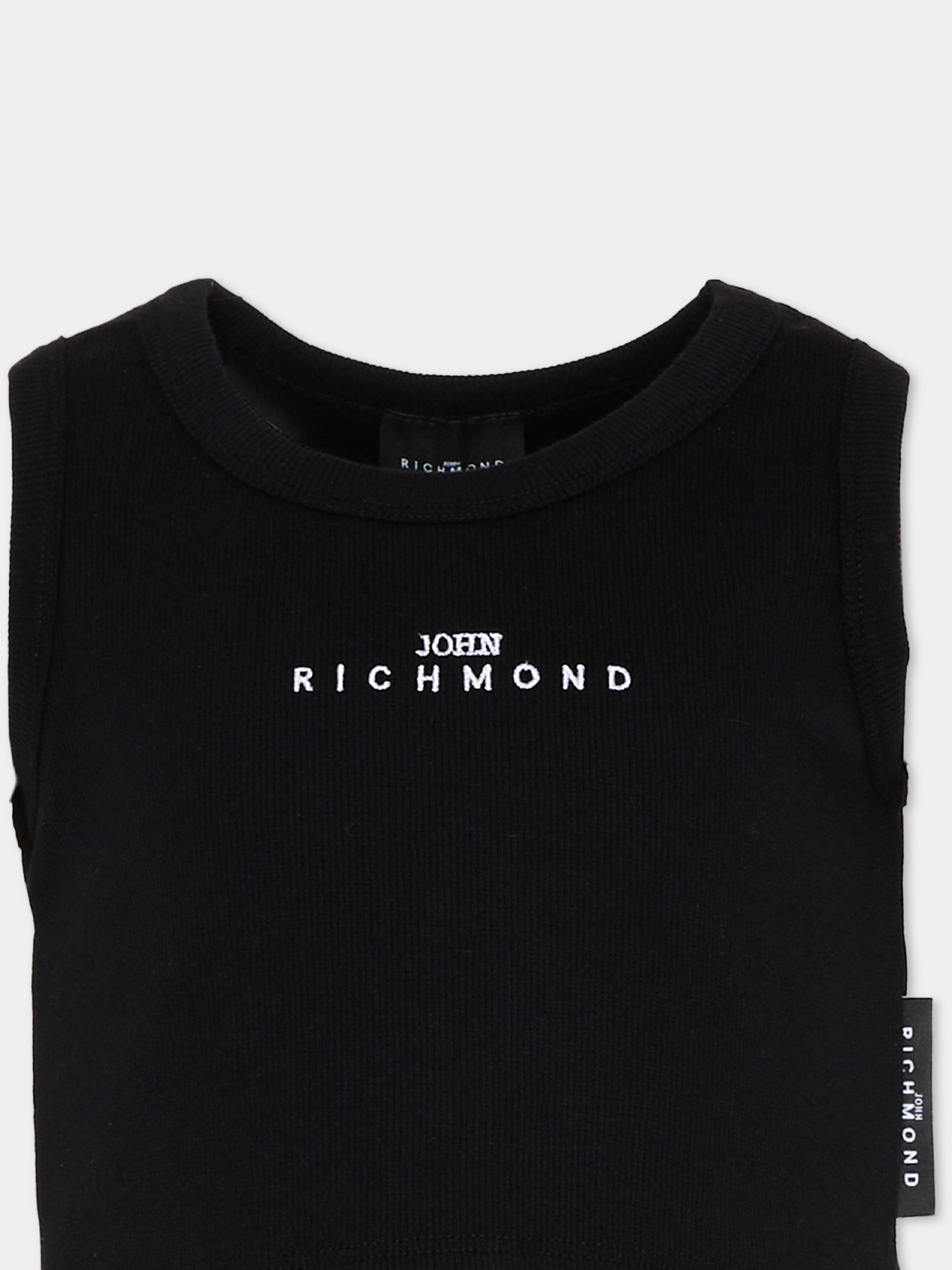 Top nero per bambina con logo,Richmond,RGP26172CN BLACK
