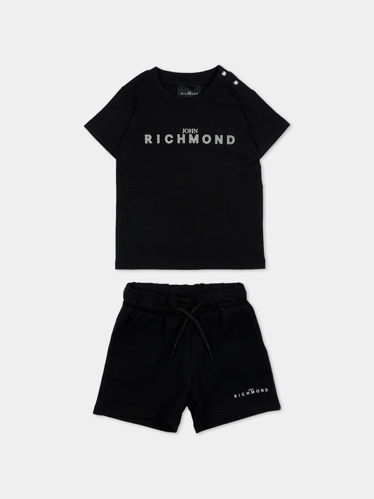 Completo sportivo nero per neonato con logo,Richmond,RIP26006CJ BLACK
