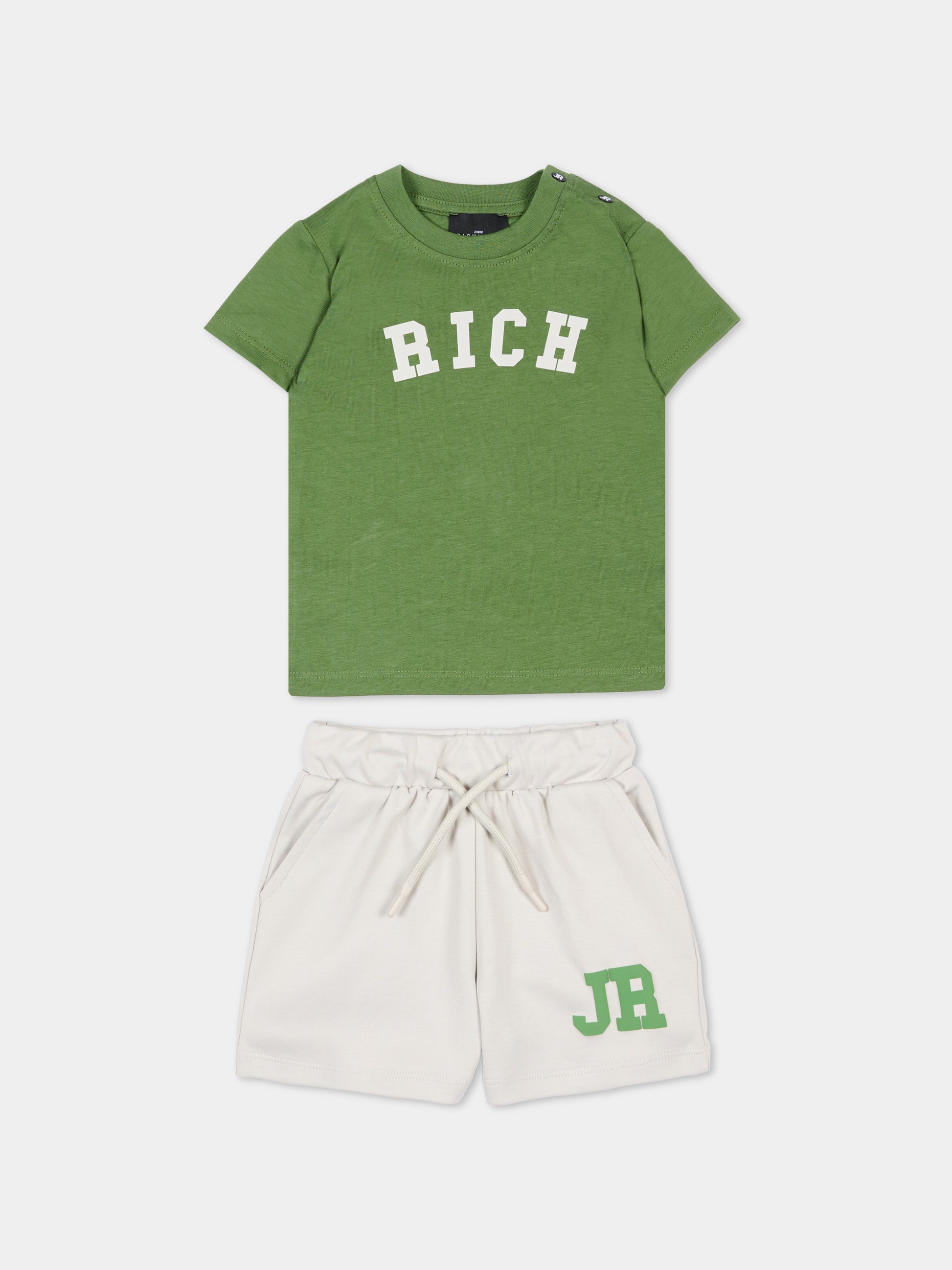 Completo sportivo verde per neonato con logo,Richmond,RIP26022CJ GREEN WILLOW BOUGH