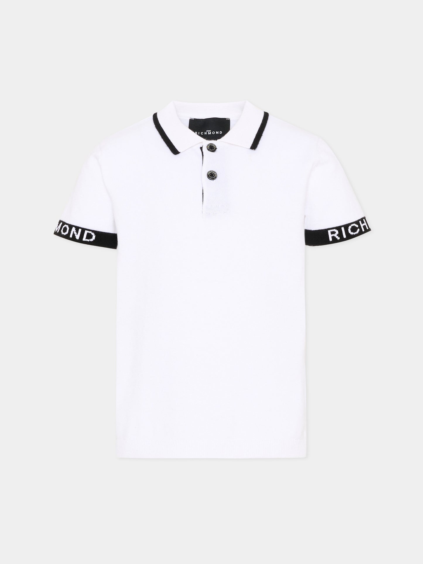Polo bianca per bambino con logo,Richmond,RBP26147PO WHITE