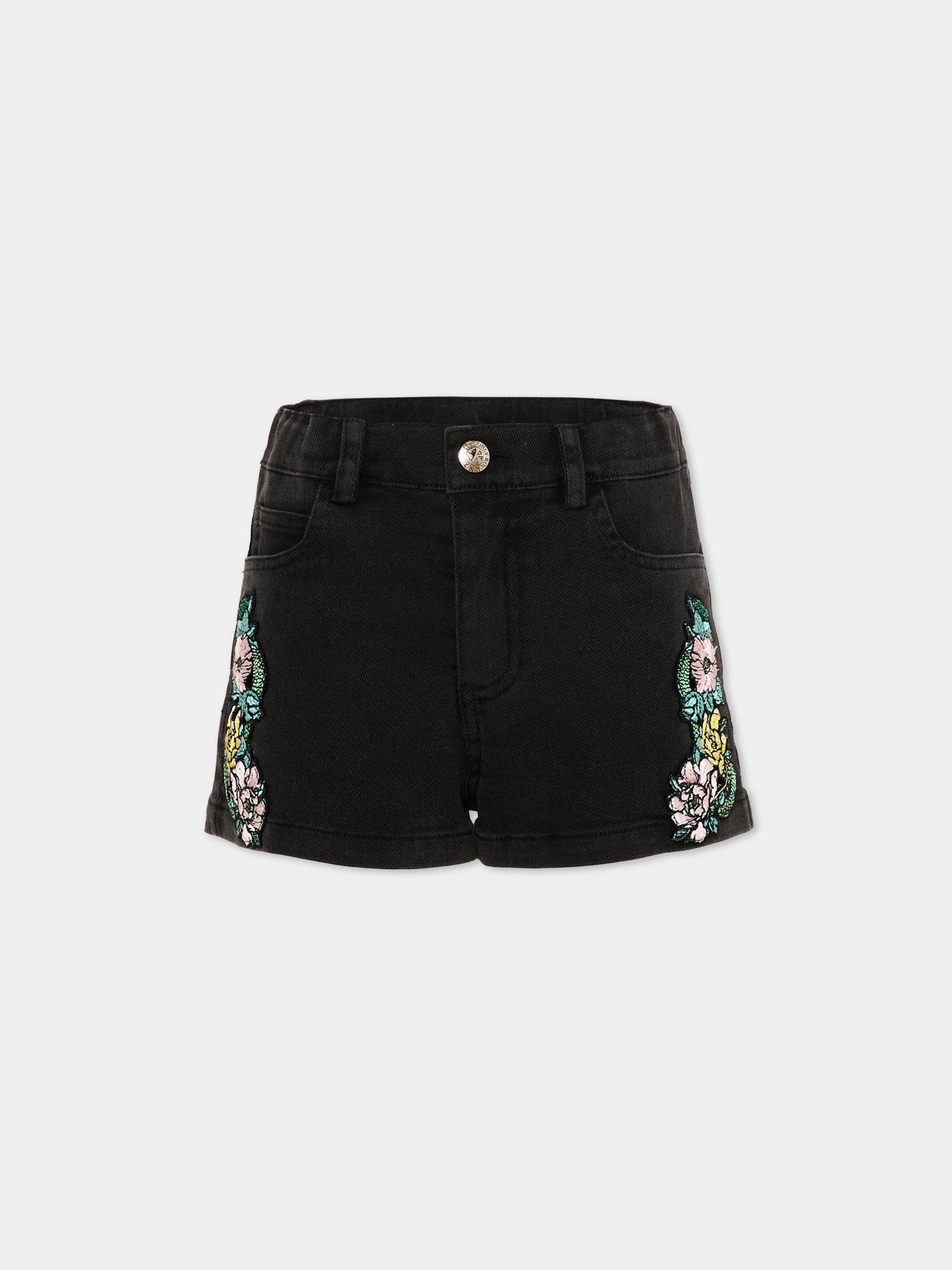 Shorts nero per bambina con ricami,Richmond,RGP26122SH BLACK