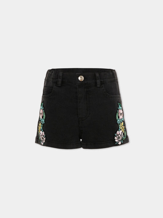 Shorts nero per bambina con ricami,Richmond,RGP26122SH BLACK