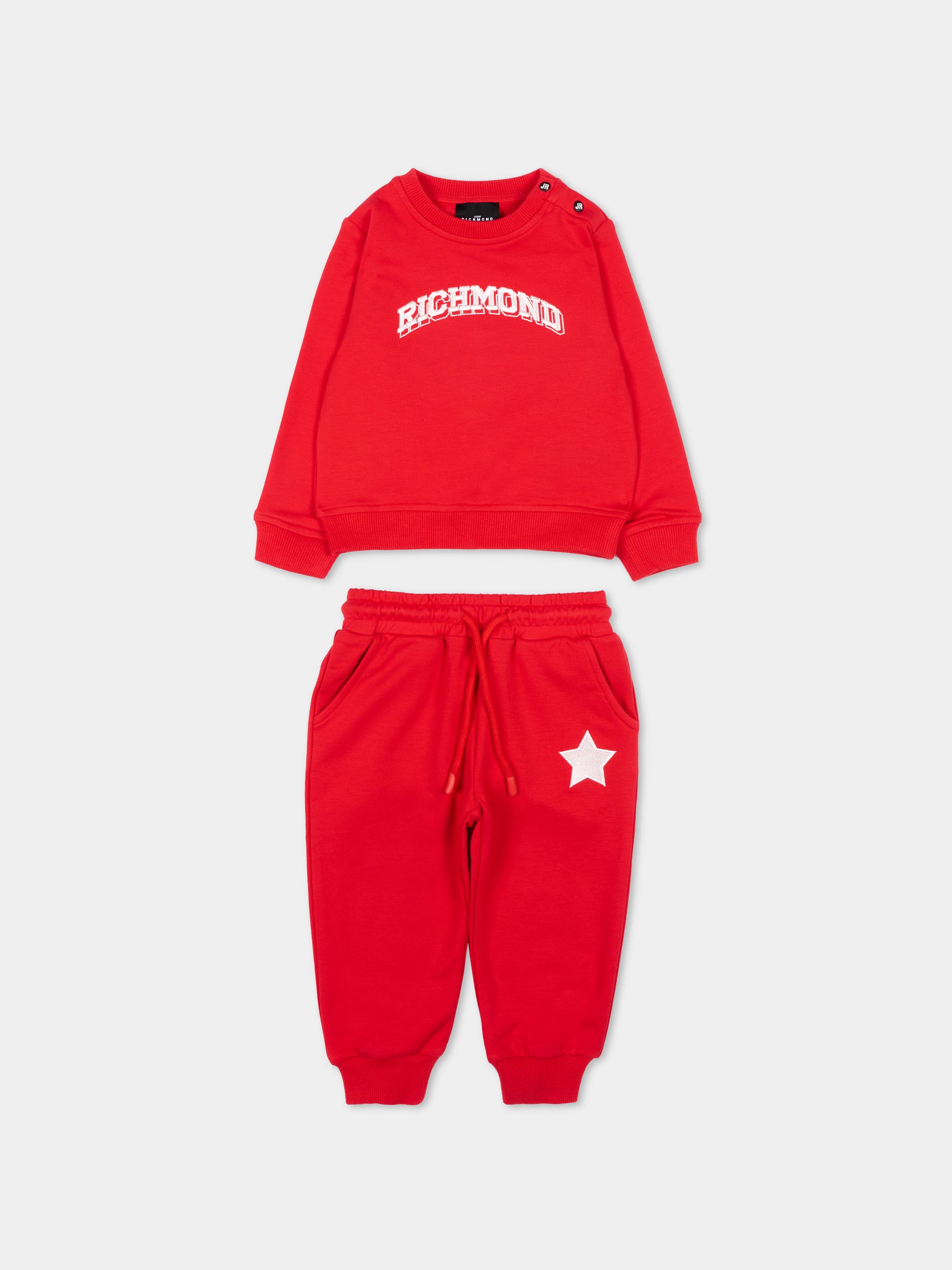 Completo sportivo rosso per neonato con logo,Richmond,RIP26136CF RED SALSA