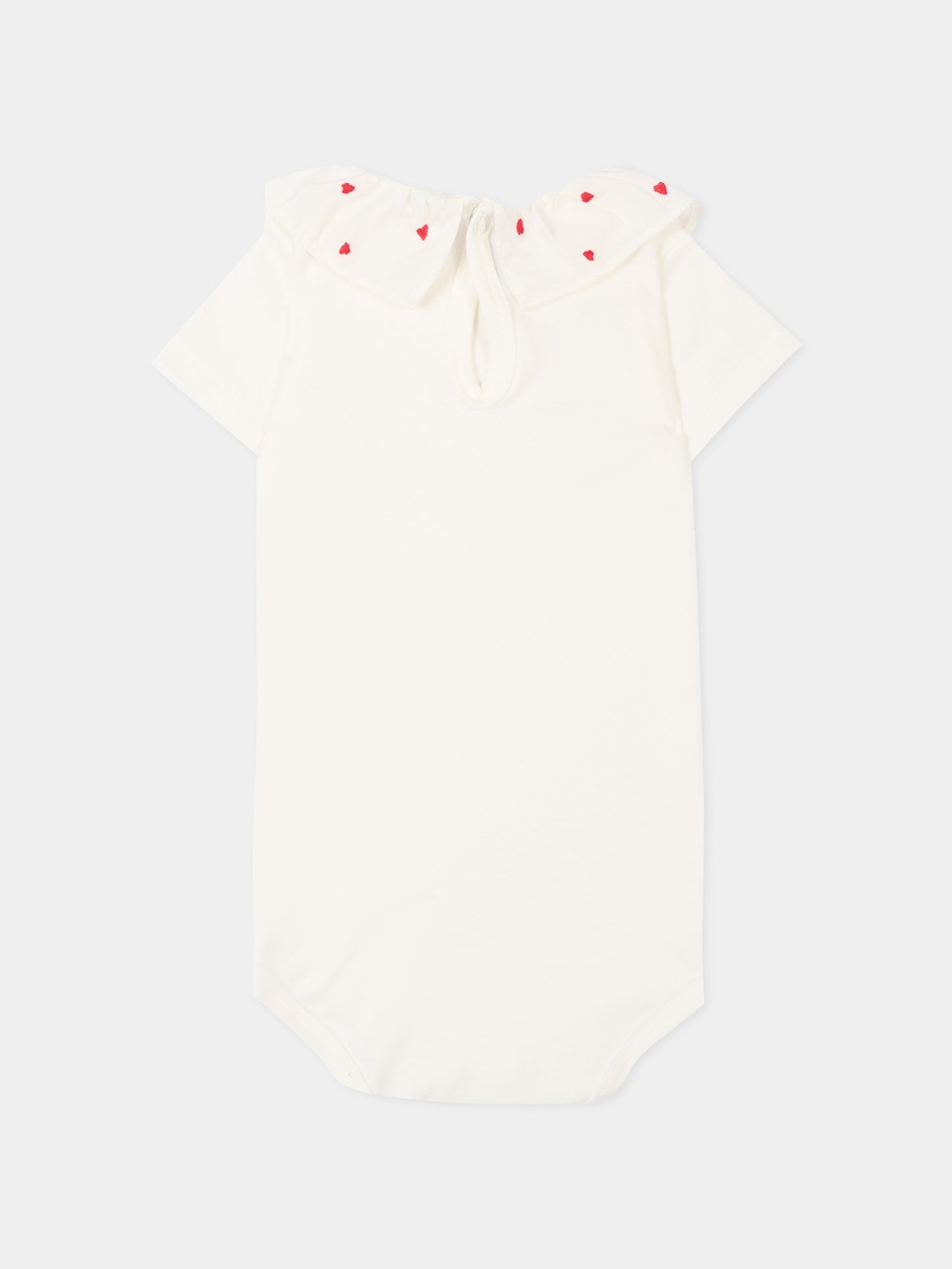 Body bianco per neonata con cuori,Petit Bateau,A0F9Z MARSHMALLOW 01