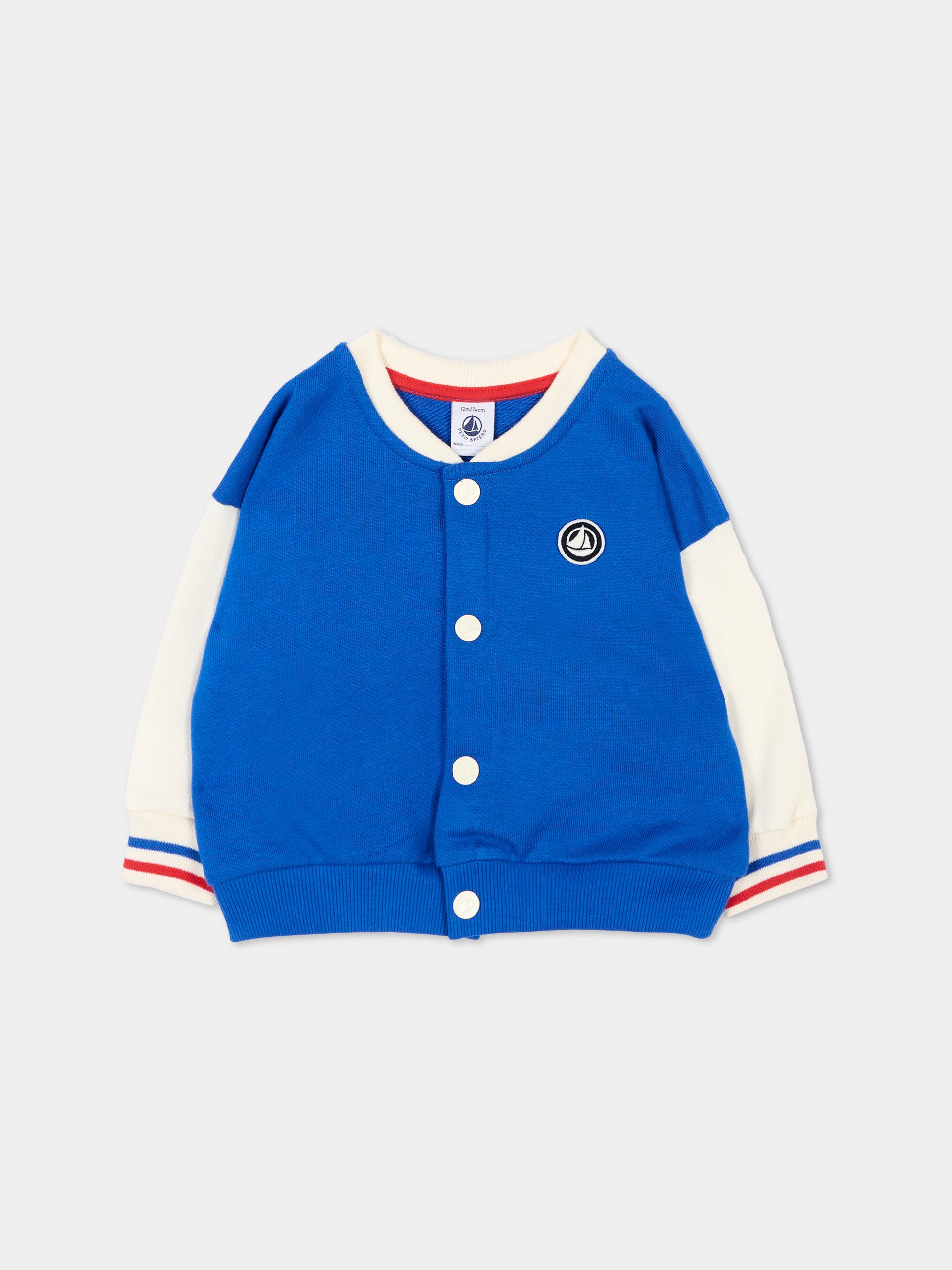 Bomber blu per neonato con logo,Petit Bateau,A0FRP PERSE/MILK 01