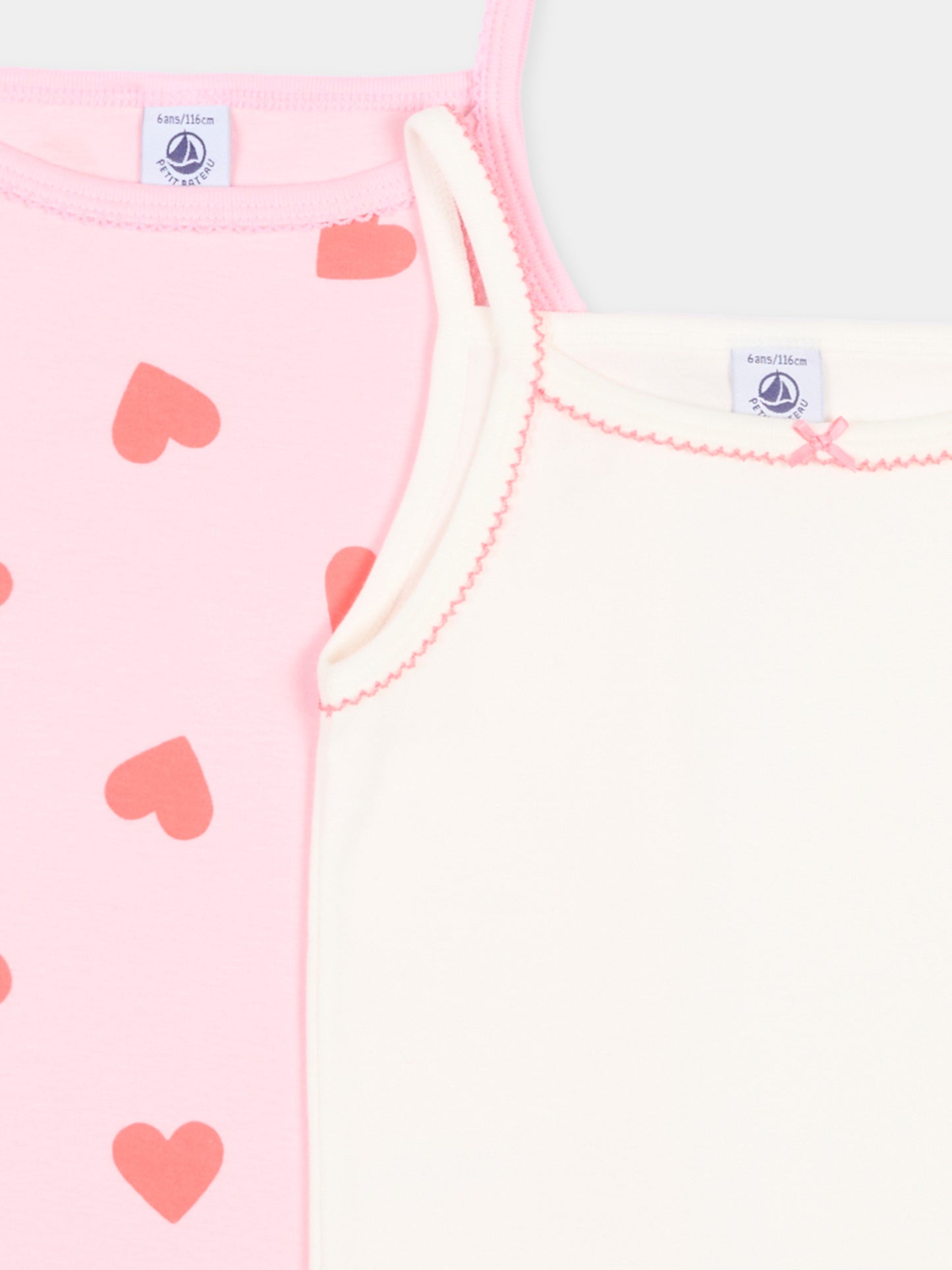 Set canottiere multicolor per bambina a cuori,Petit Bateau,A0FGO VARIANTE 1 00