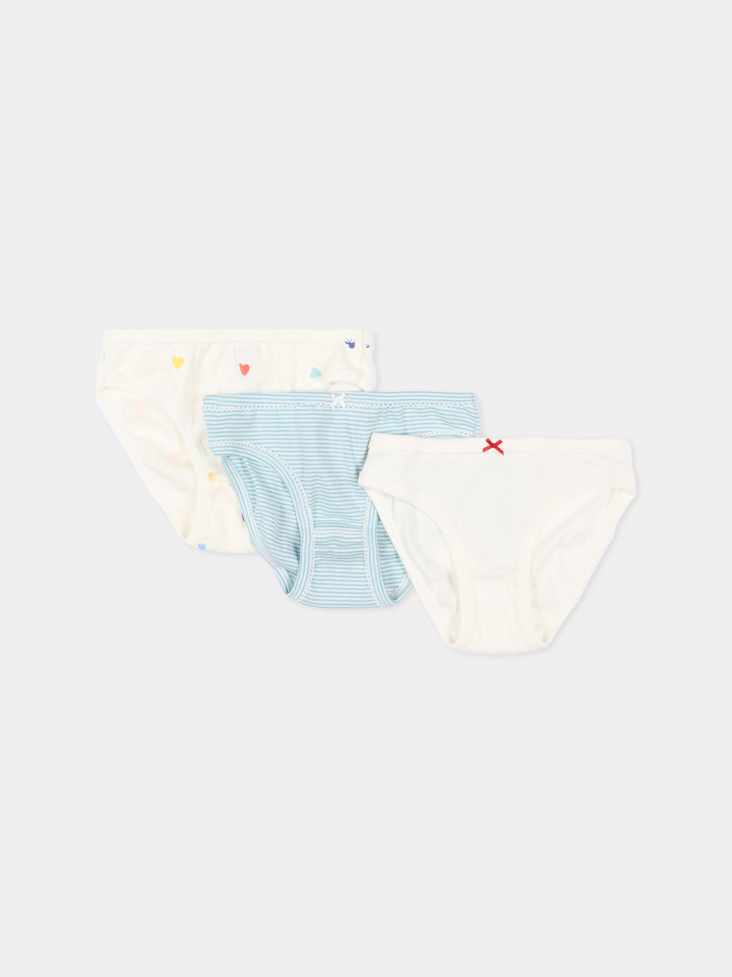 Set slip multicolor per bambina cuori e righe,Petit Bateau,A0FGY VARIANTE 1 00