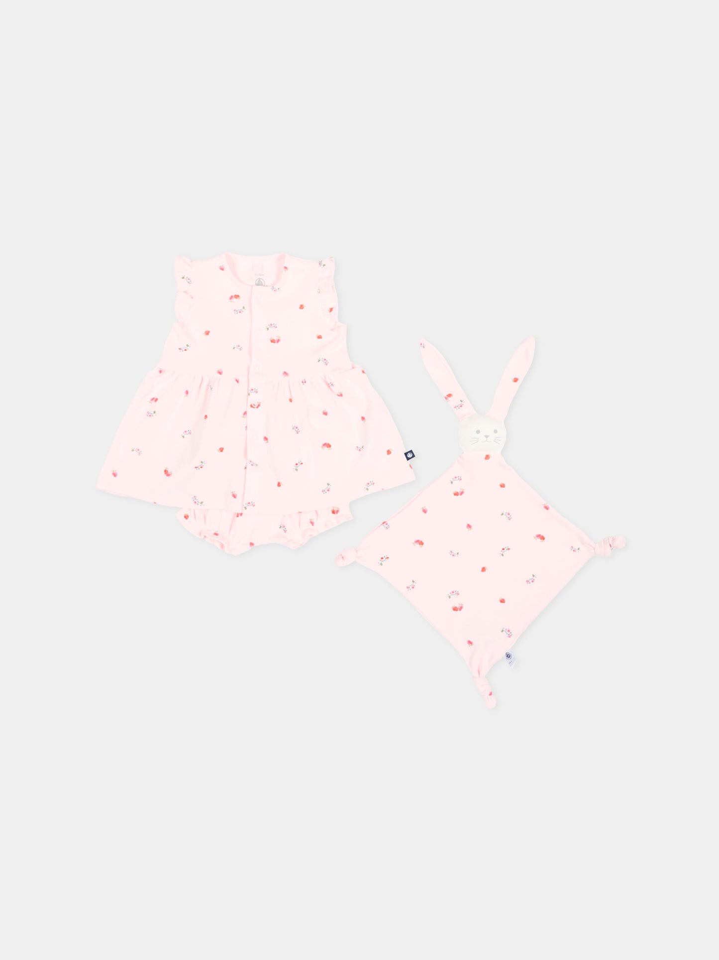 Vestito rosa per neonata con fiori,Petit Bateau,A0FQR BARELY/MULTICO 01