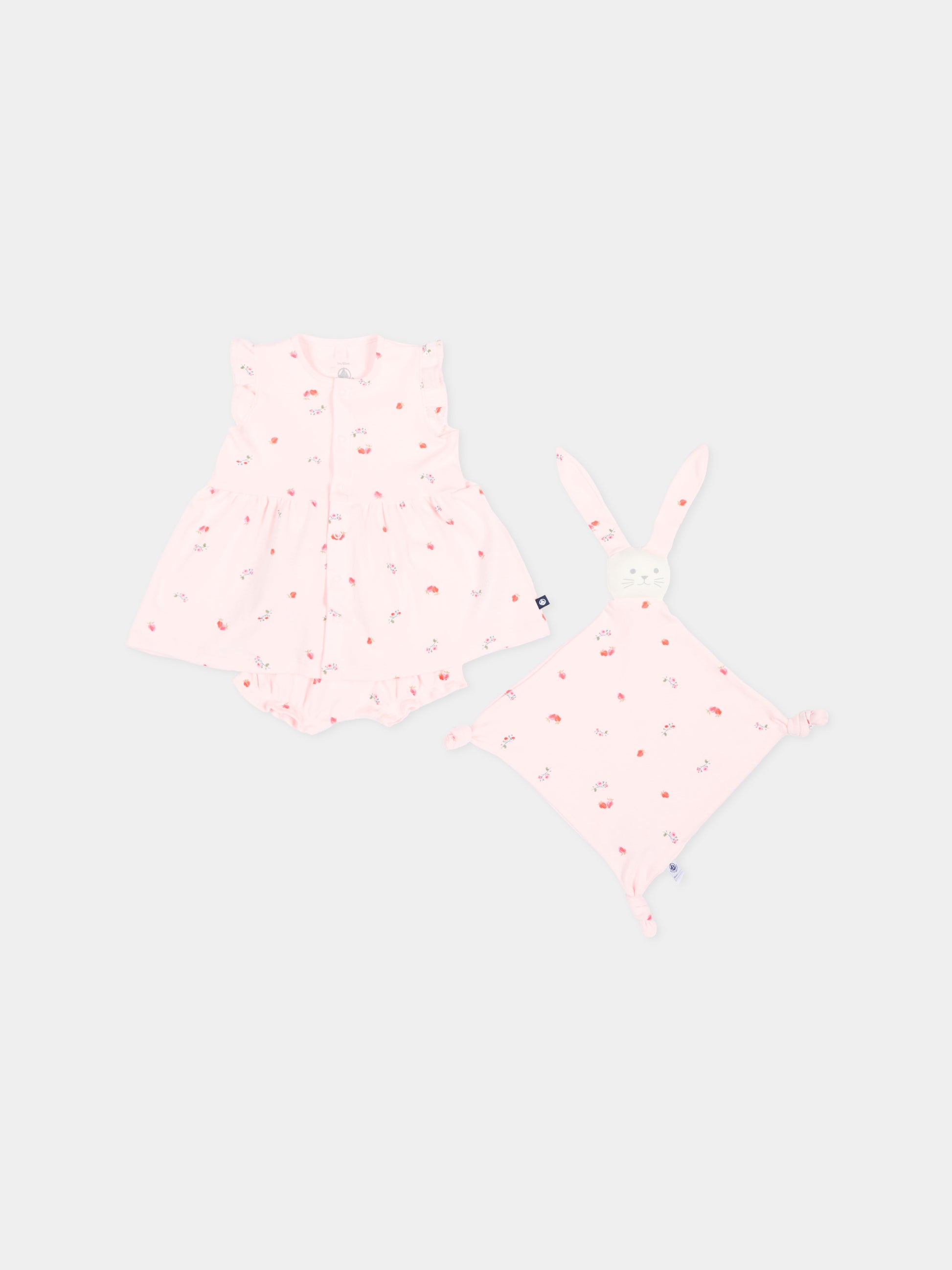 Vestito rosa per neonata con fiori,Petit Bateau,A0FQR BARELY/MULTICO 01