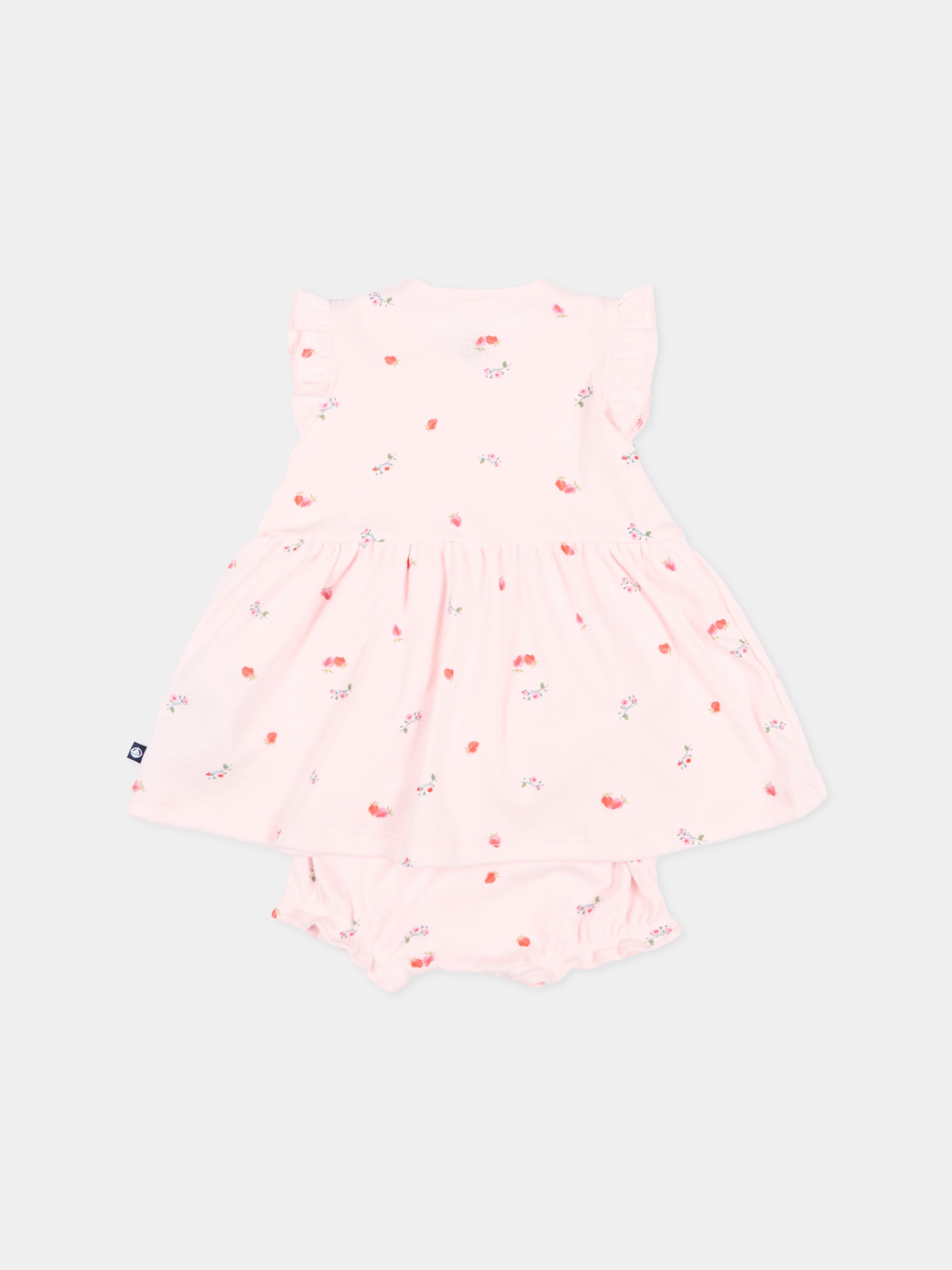 Vestito rosa per neonata con fiori,Petit Bateau,A0FQR BARELY/MULTICO 01