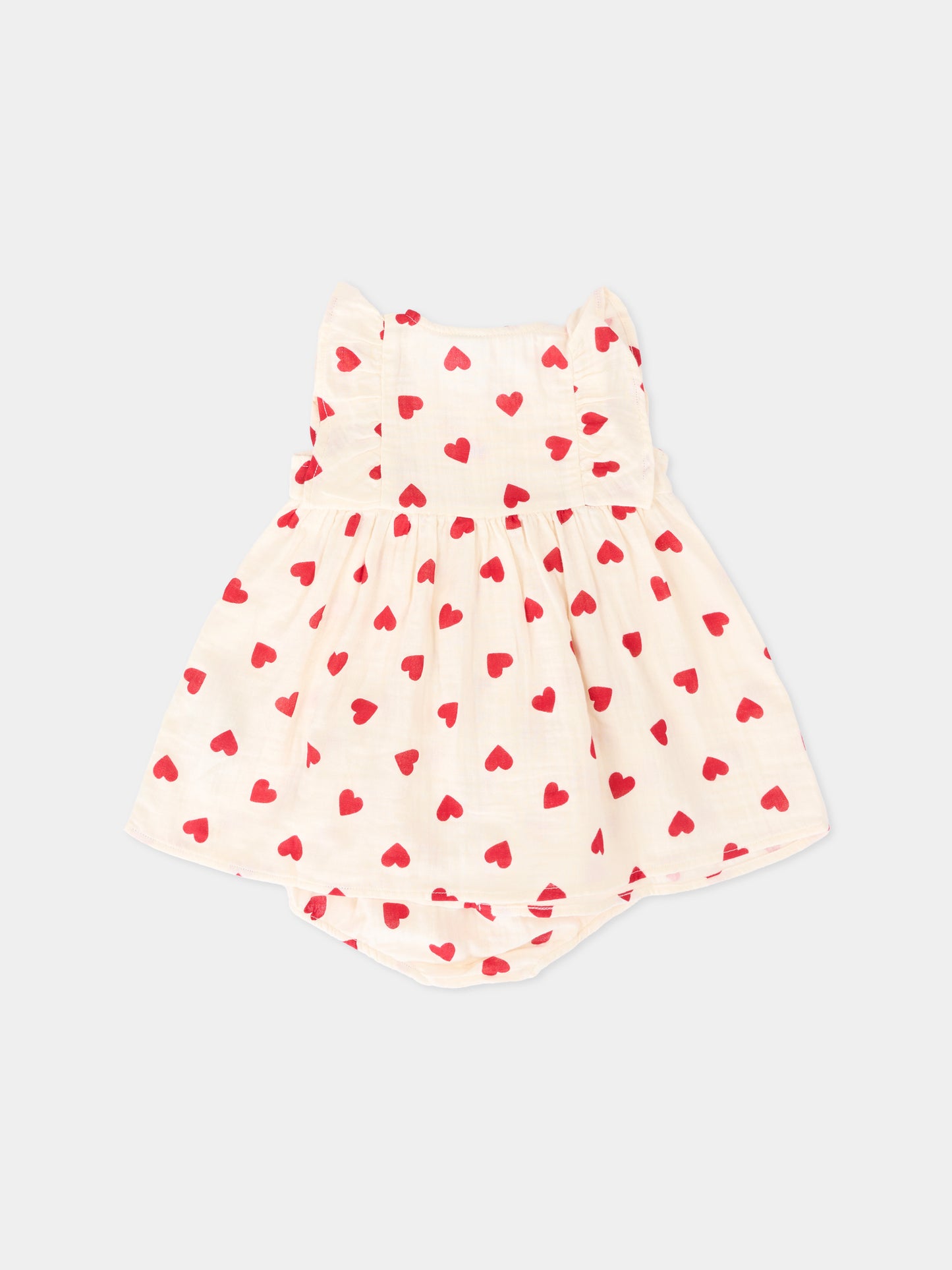 Vestito rosa per neonata con cuori,Petit Bateau,A0F18 MILK/TERKUIT 03