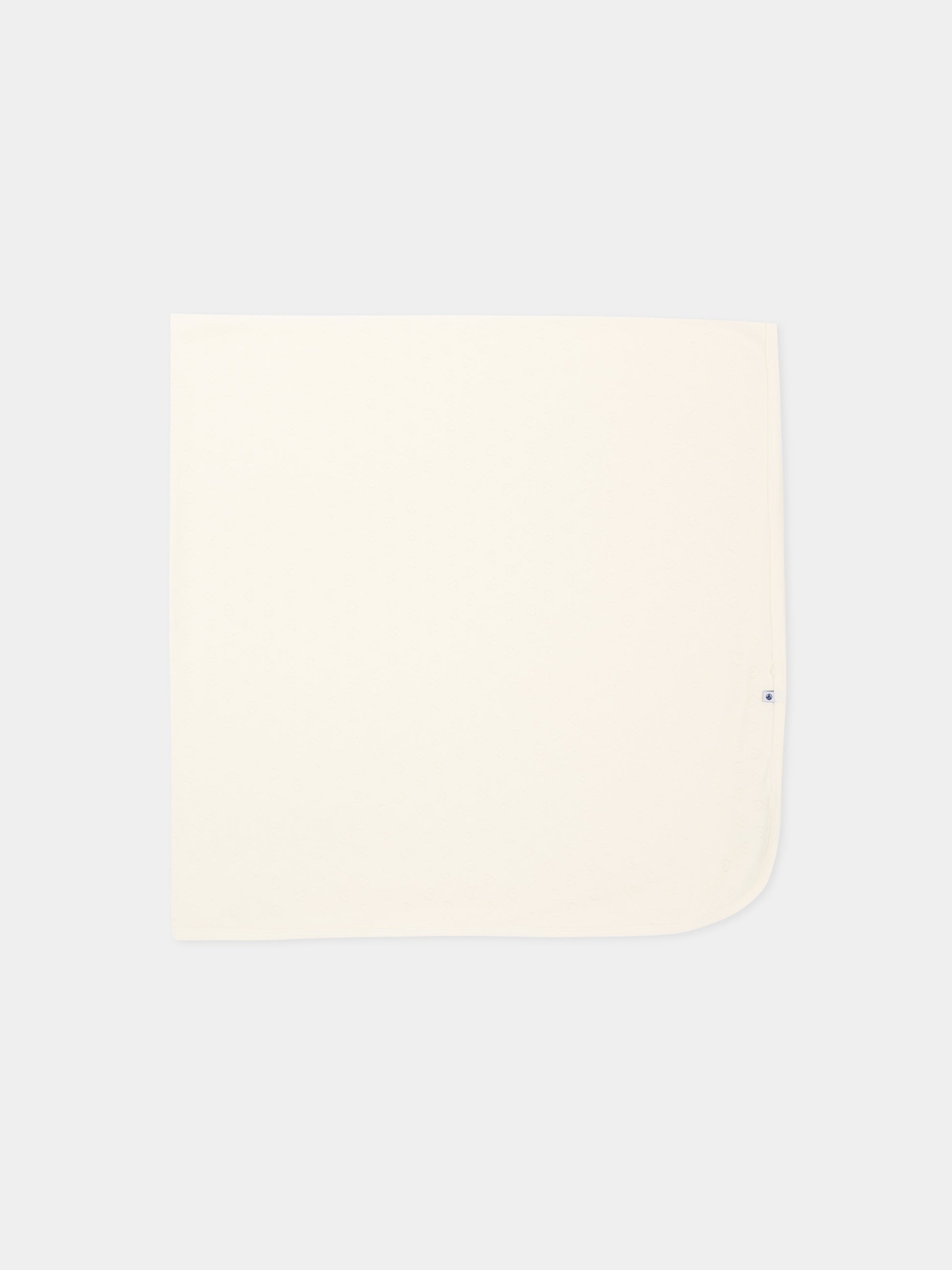 Coperta avorio per neonati con cuori,Petit Bateau,A0G1V MARSHMALLOW 01