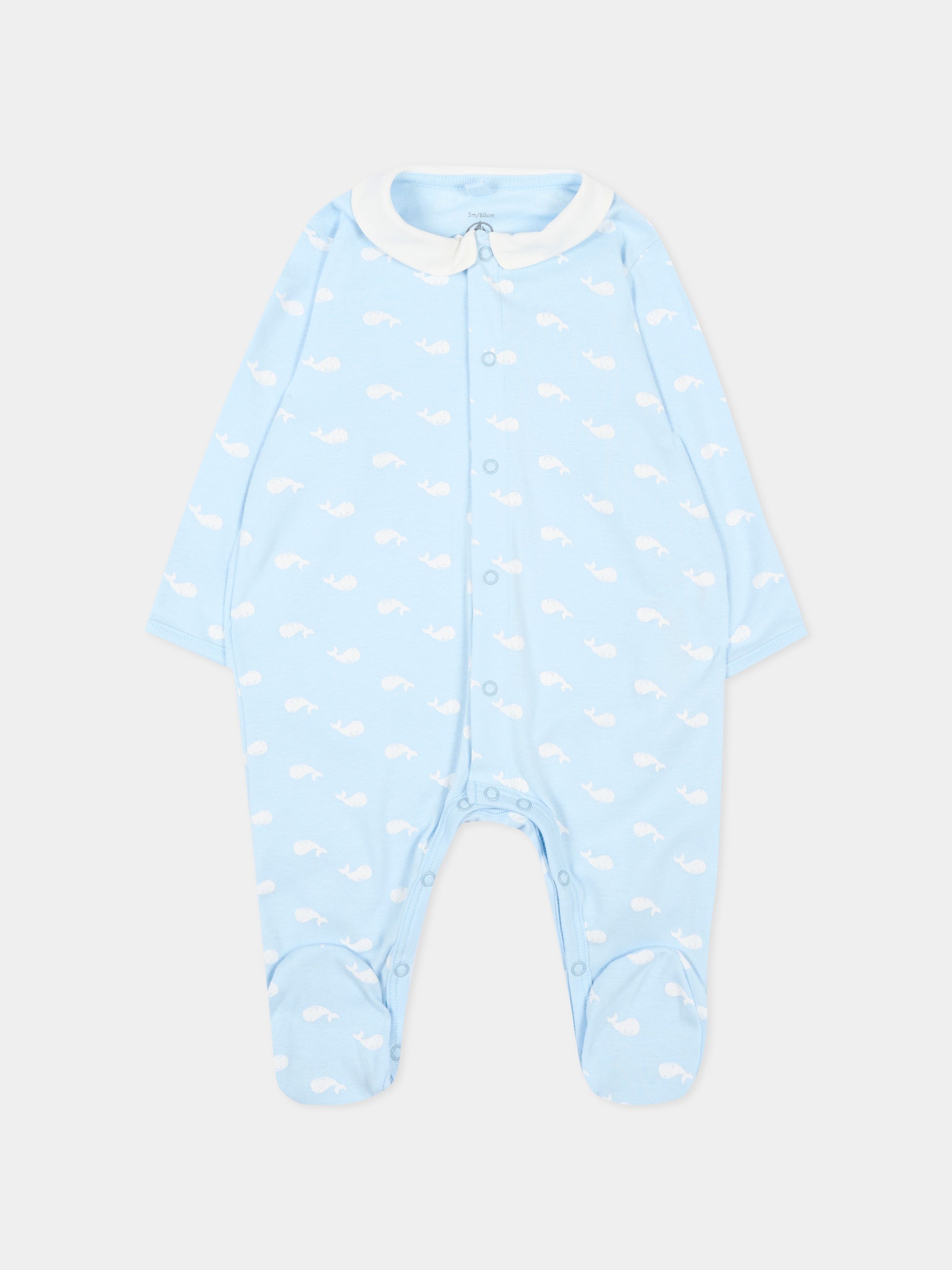 Tutina celeste per neonato con balene,Petit Bateau,A0F2H TOUDOU/MARSHMALLOW 01
