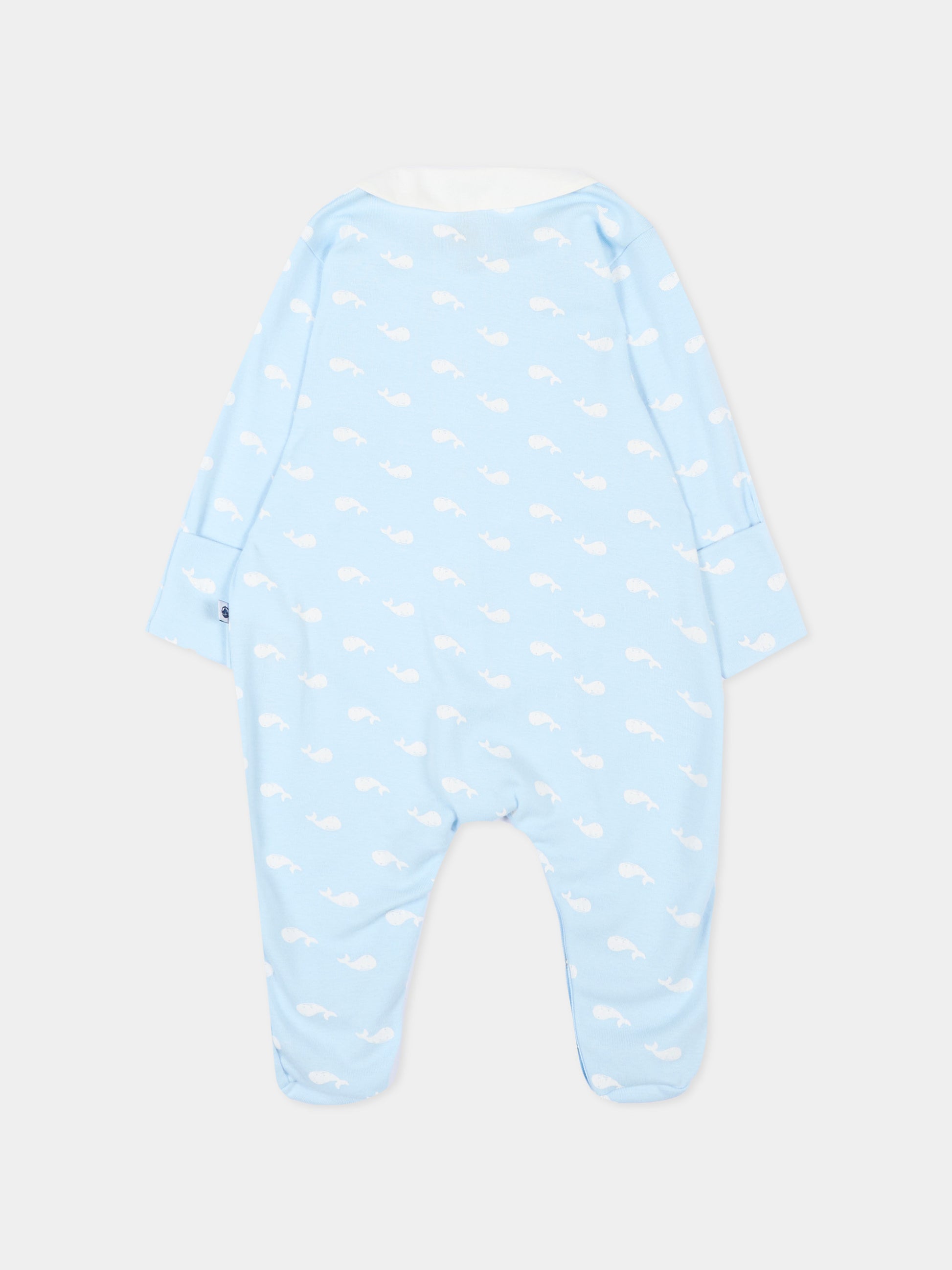 Tutina celeste per neonato con balene,Petit Bateau,A0F2H TOUDOU/MARSHMALLOW 01