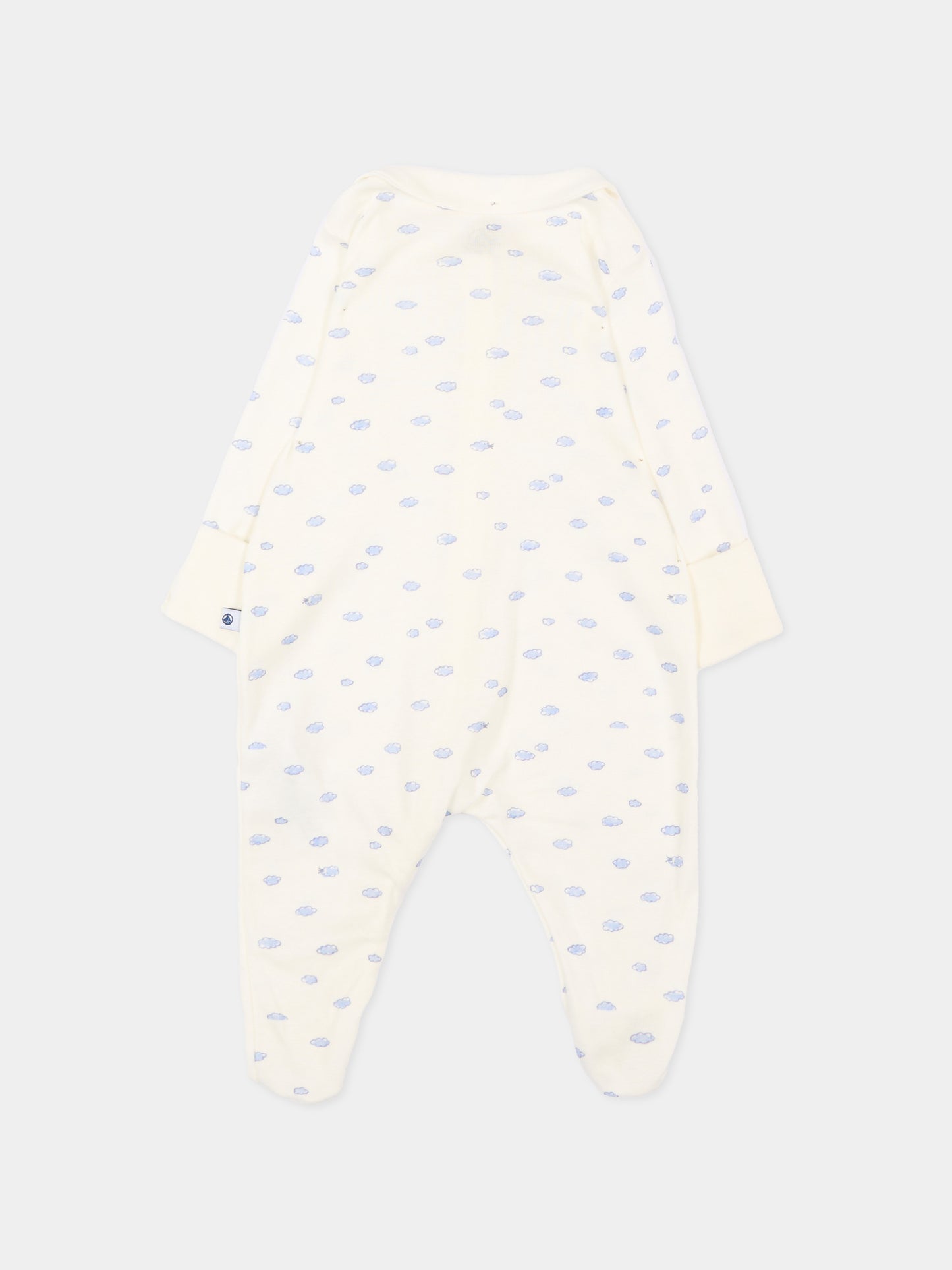 Tutina avorio per neonato con nuvole,Petit Bateau,A0F2P MARSHMALLOW/MULTICO 01