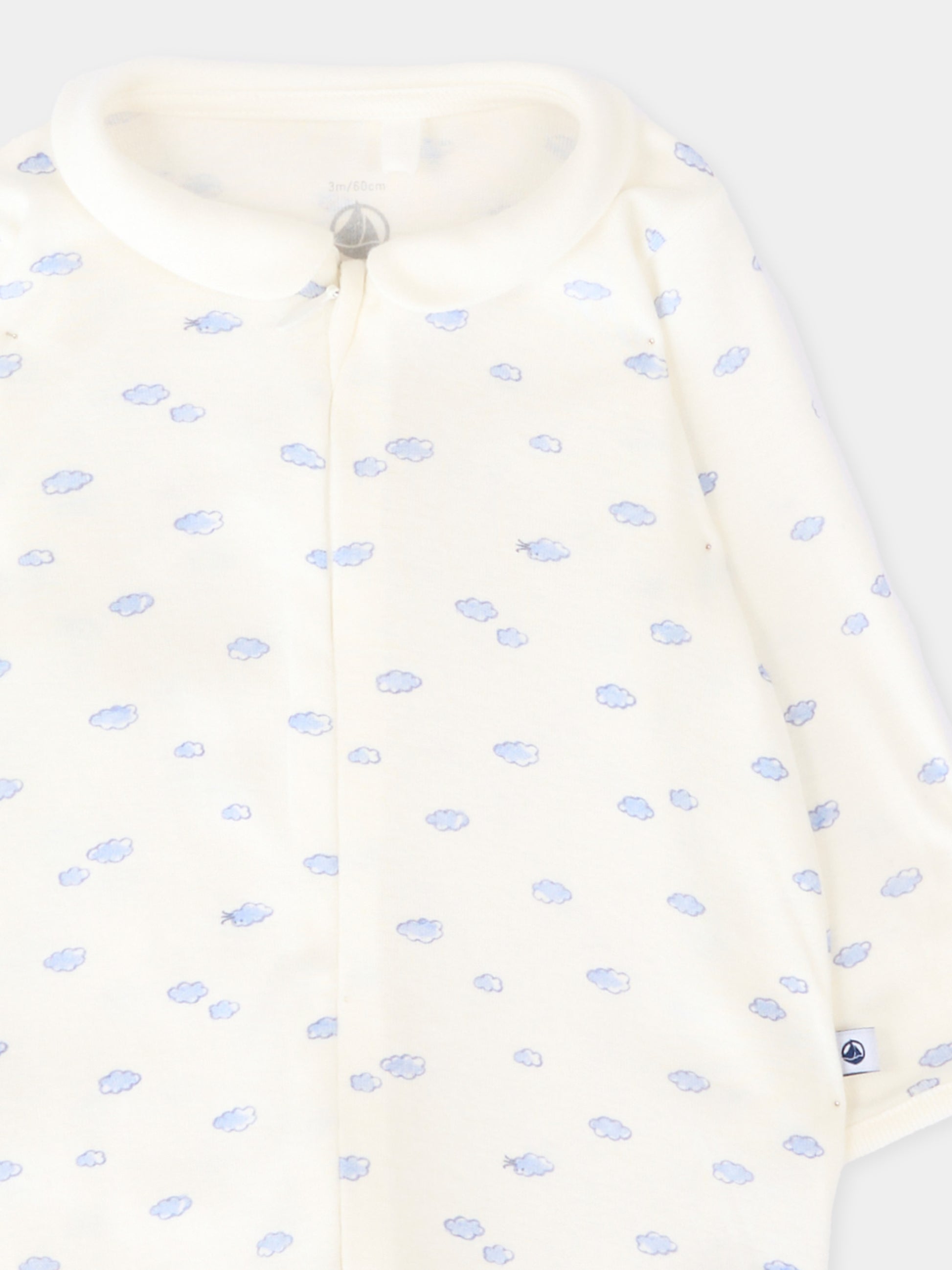 Tutina avorio per neonato con nuvole,Petit Bateau,A0F2P MARSHMALLOW/MULTICO 01