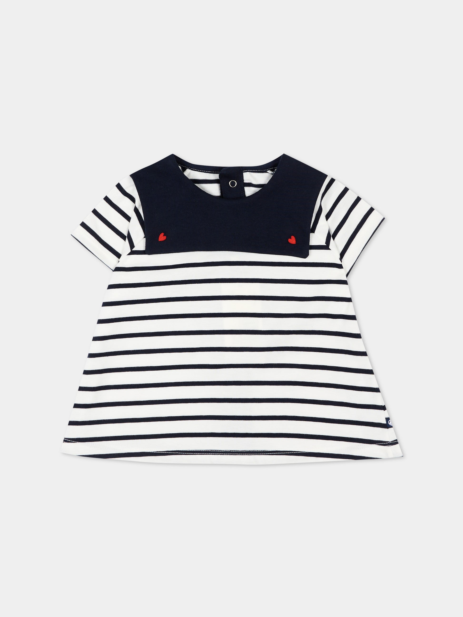 T-Shirt blu a righe per neonata,Petit Bateau,A0F94 MARSHMALLOW/SMOKING 01