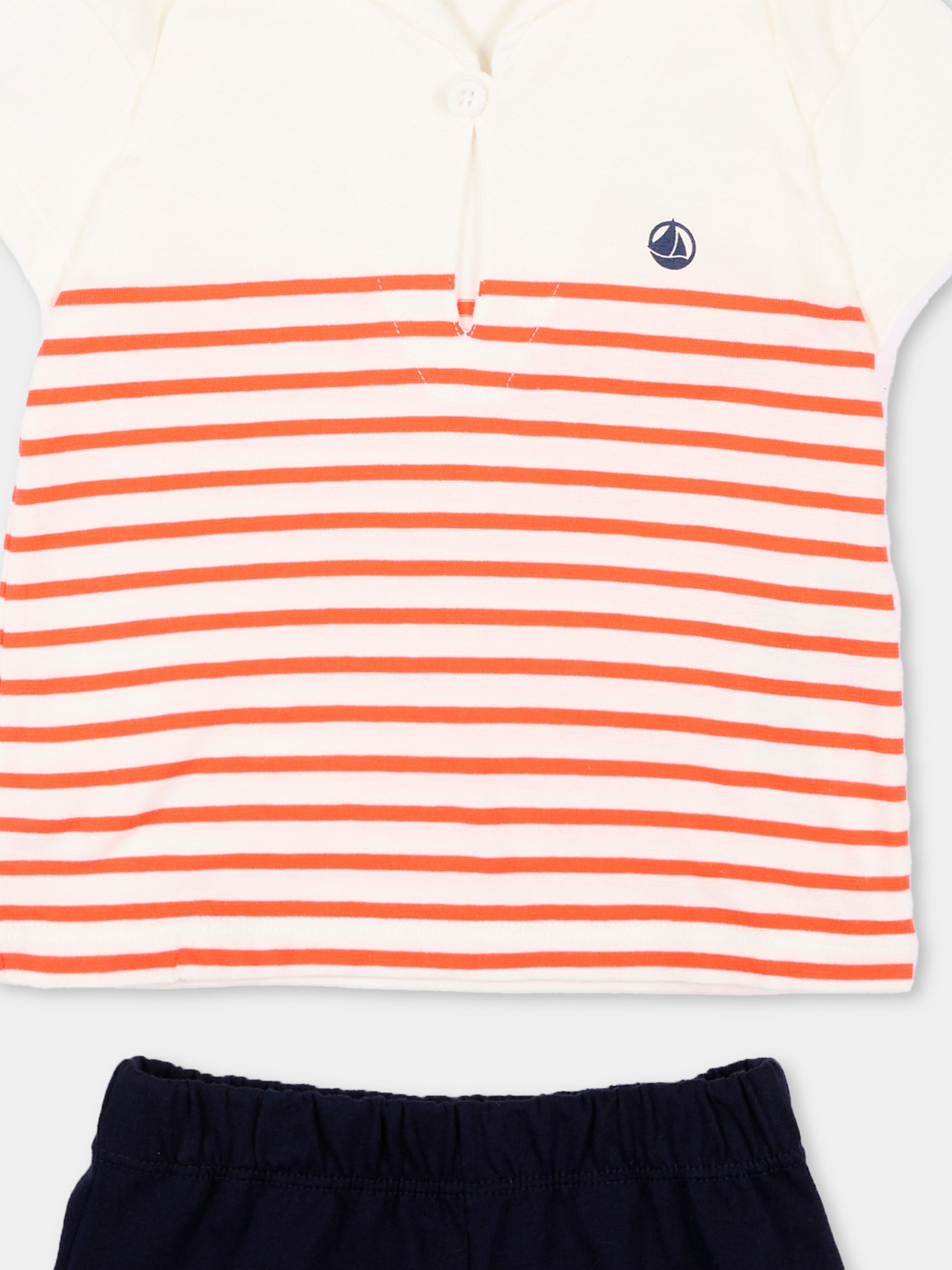 Completo sportivo multicolor per neonato righe marinare,Petit Bateau,A0F3V MARSHMALLOW/MULTICO 01