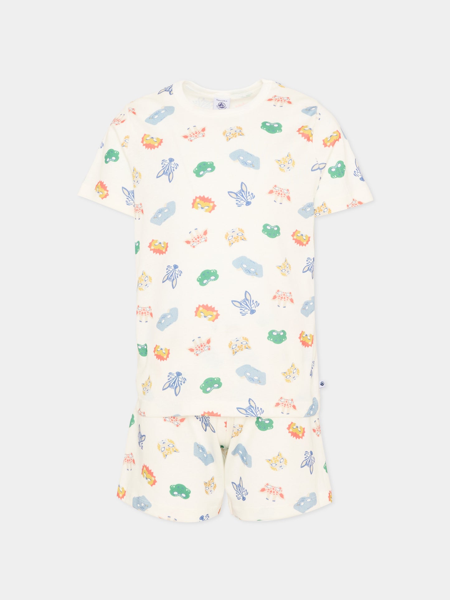 Pigiama multicolor per bambino con maschere,Petit Bateau,A0F6P MARSHMALLOW/MULTICO 01