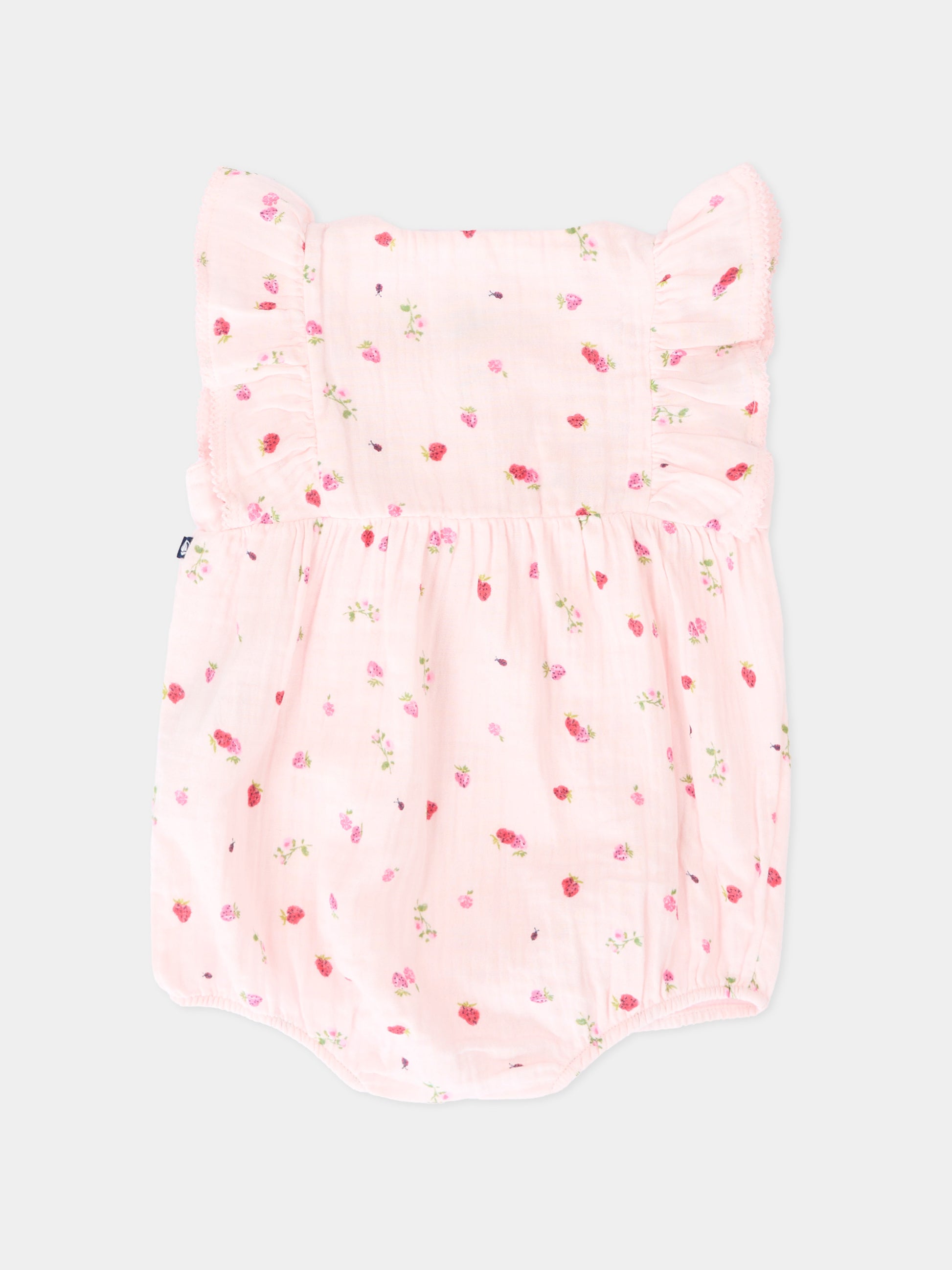 Pagliaccetto rosa per neonata con fragole,Petit Bateau,A0F15 BARELY/MULTICO 01