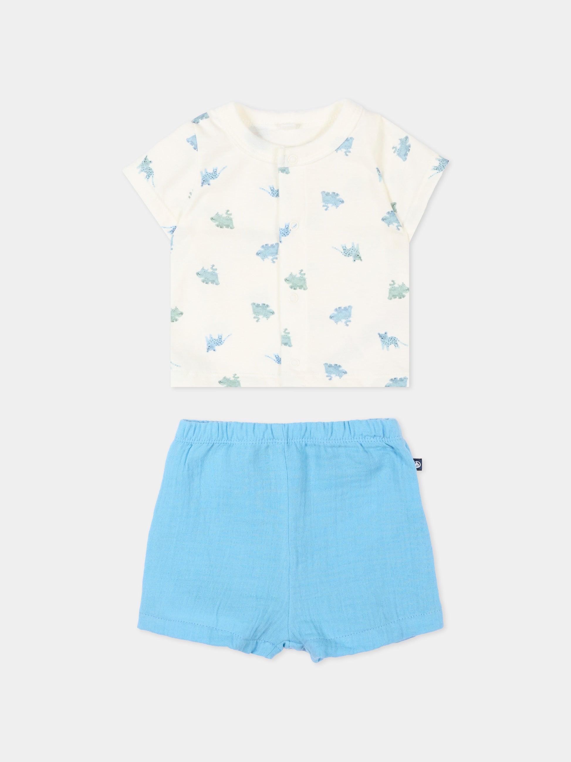 Completo sportivo azzurro per neonato con dinosauri,Petit Bateau,A0G0L FLO/MULTICO 01