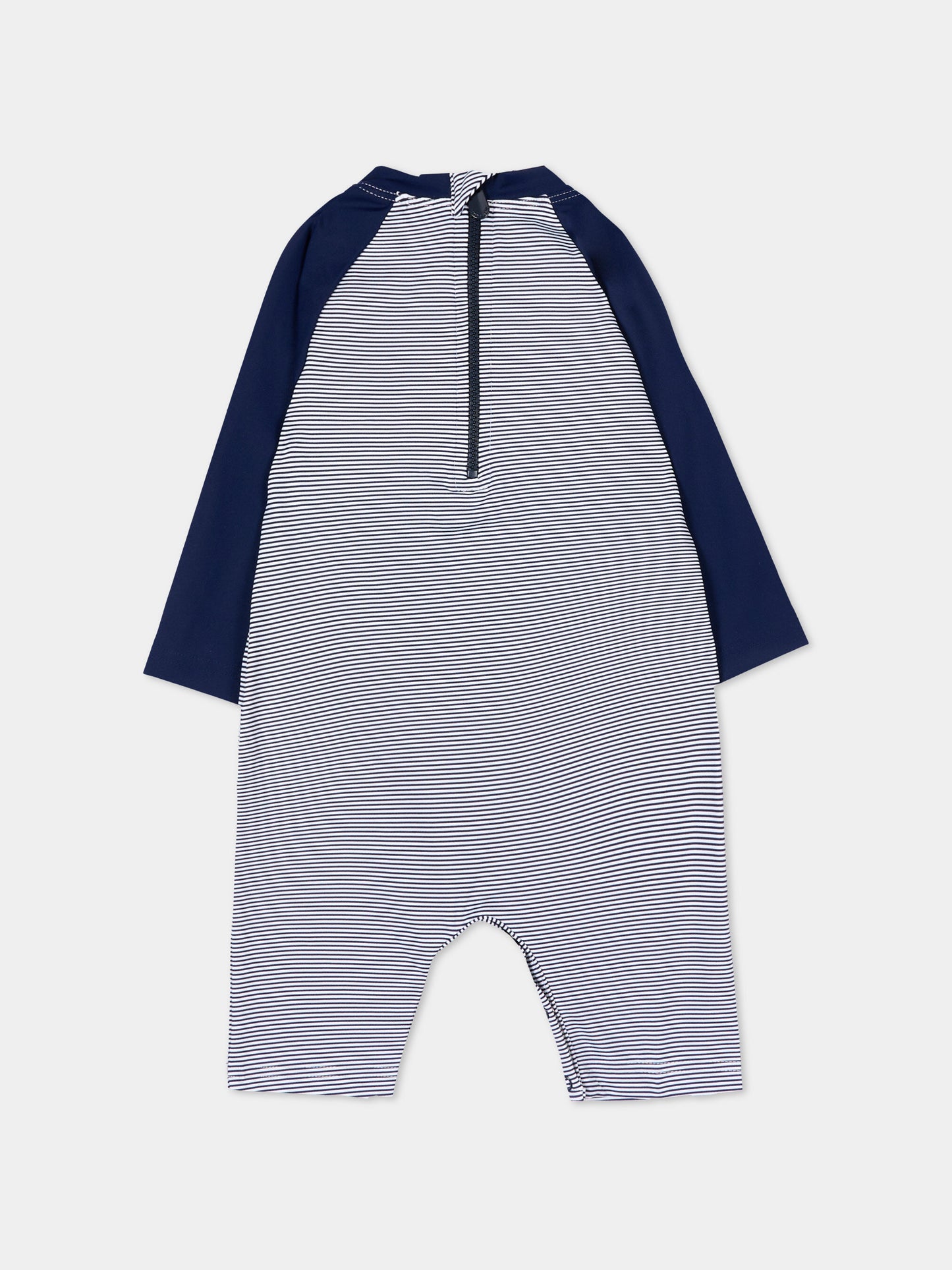 Tutina blu anti UV per neonato a righe,Petit Bateau,A0FN7 SOIR/MARSHMALLOW 01