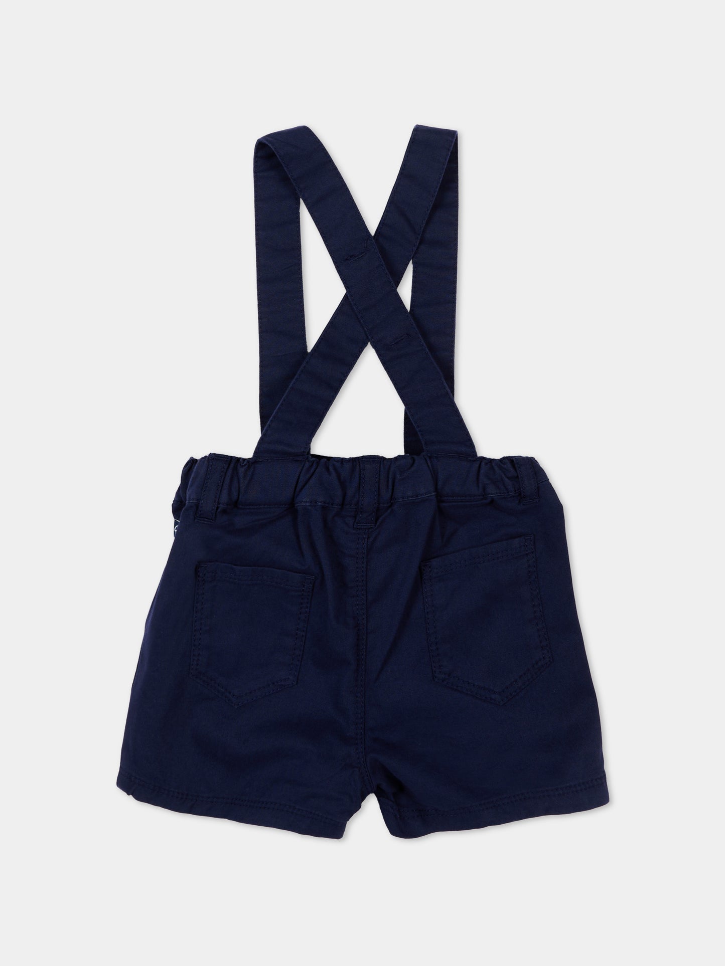 Shorts blu per neonato con bretelle,Petit Bateau,A0FQM SOIR 01