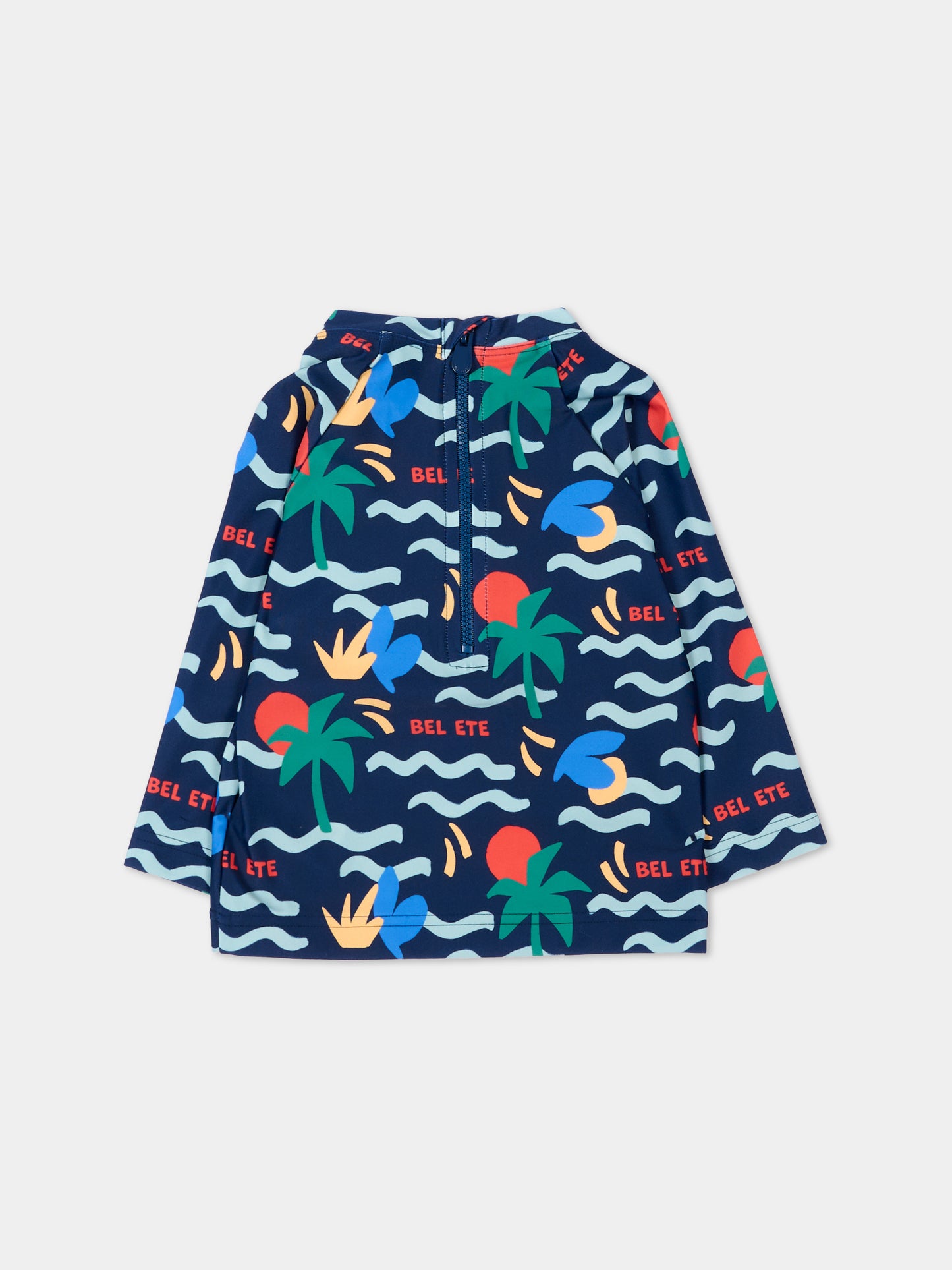 Maglia blu anti UV per neonato con stampa palme,Petit Bateau,A0FN8 CREPUSCULE/MULTICO 01