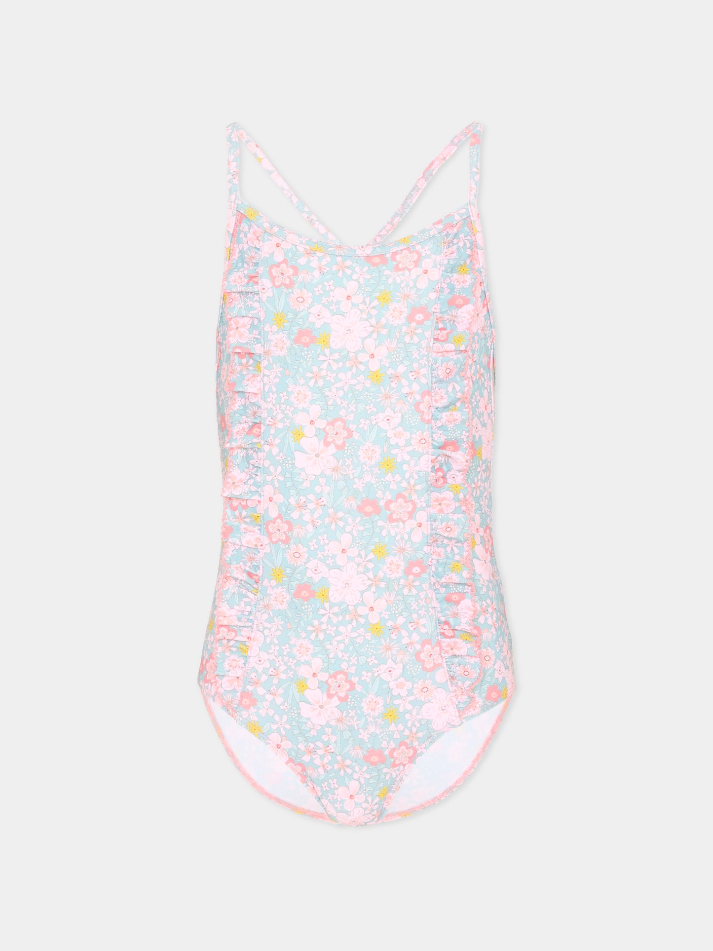 Costume intero multicolor per bambina floreale,Petit Bateau,A0FJ4 SPRAY/MULTICO 01