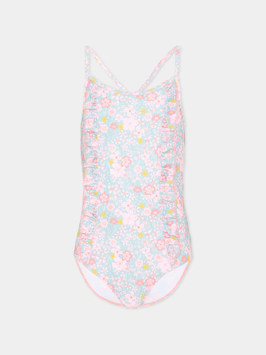 Costume intero multicolor per bambina floreale,Petit Bateau,A0FJ4 SPRAY/MULTICO 01