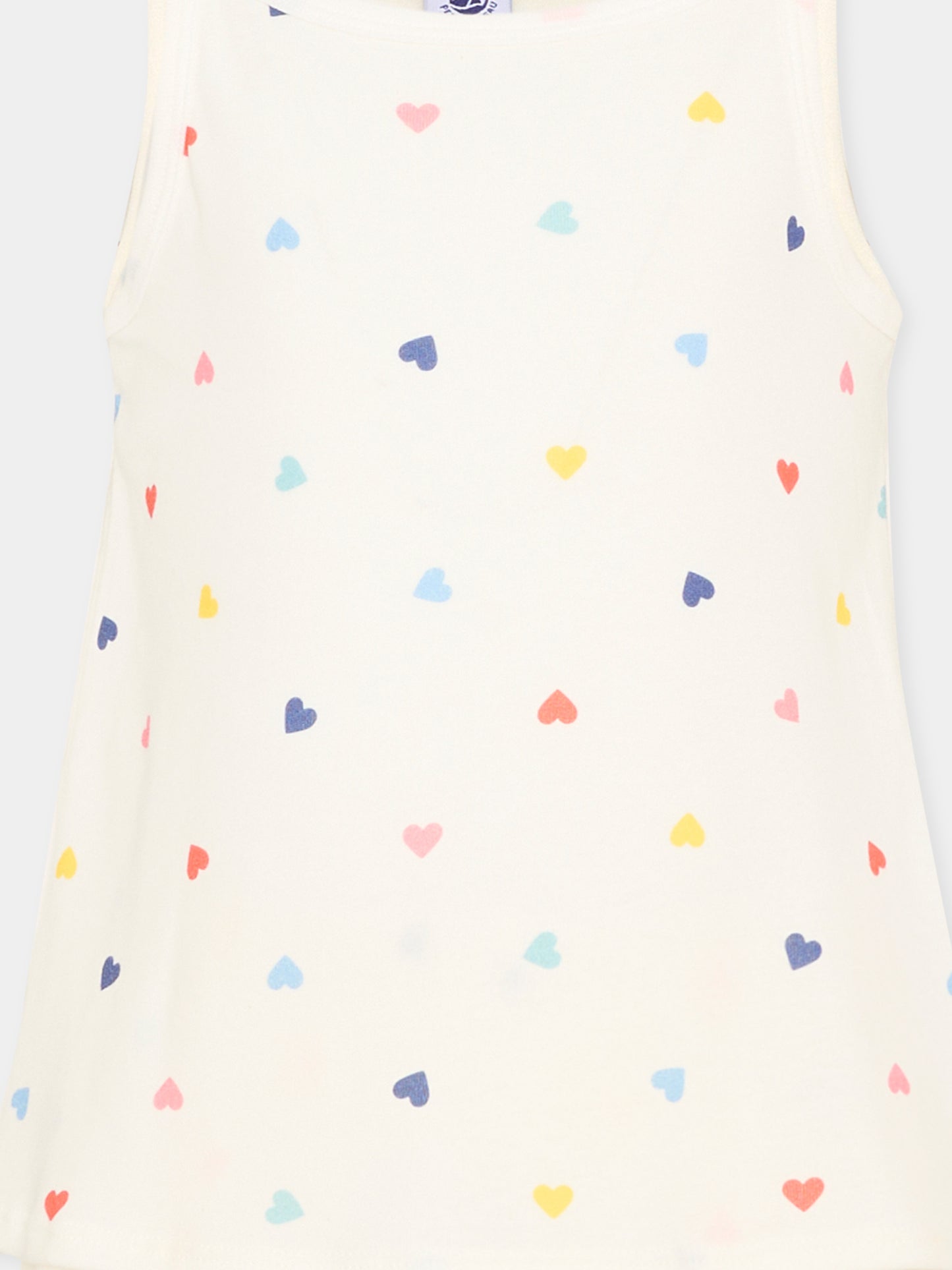 Pigiama bianco per bambina con cuori,Petit Bateau,A0F97 MARSHMALLOW/MULTICO 01