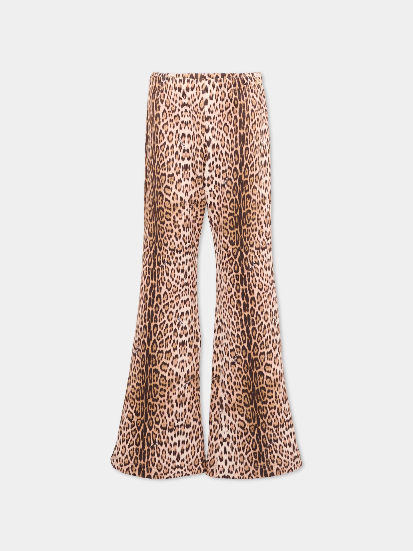 Leggings marroni per bambina animalier,Roberto Cavalli Kids,CGP26007LE MACULA NEW HERITAGE