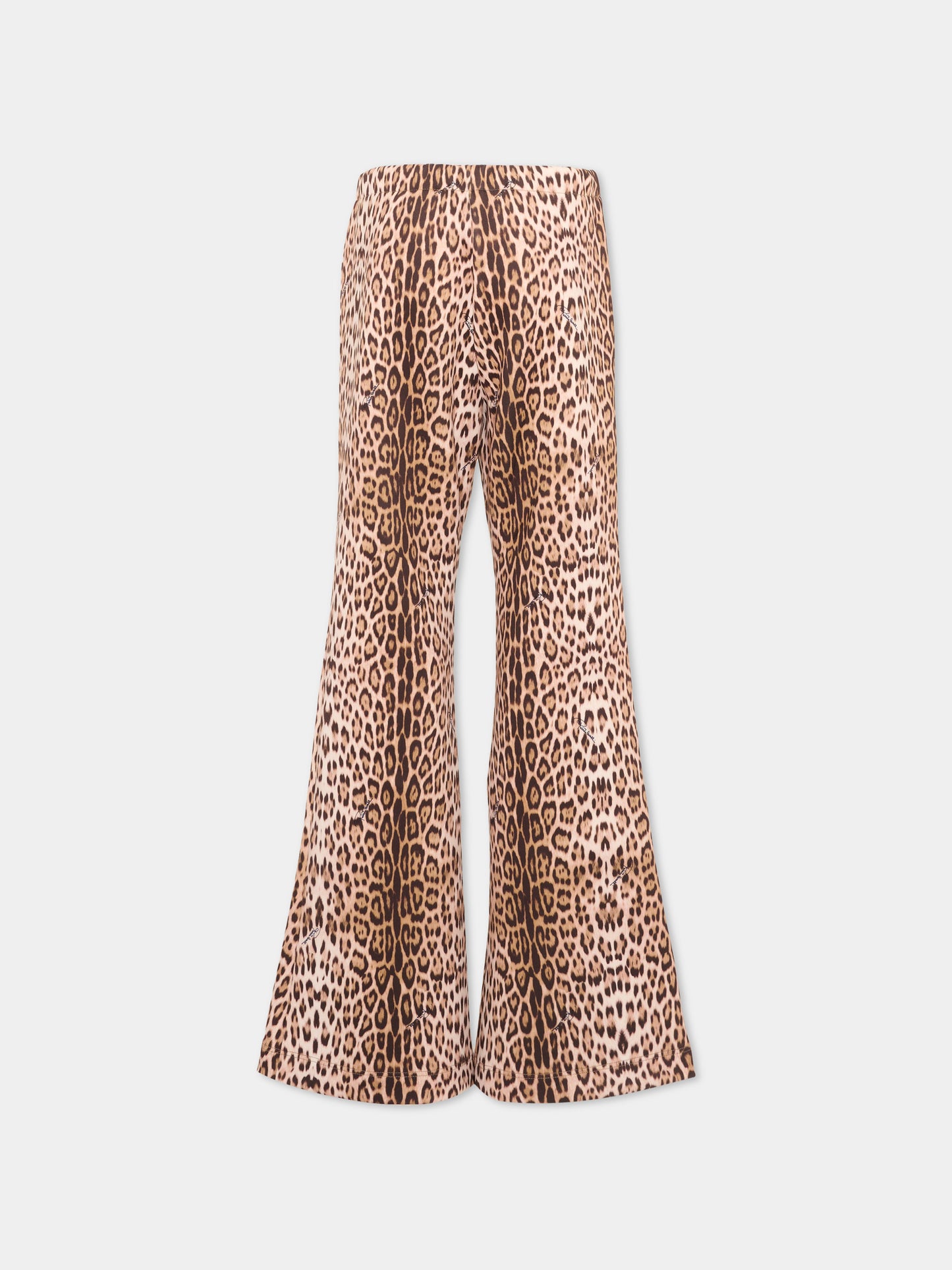 Leggings marroni per bambina animalier,Roberto Cavalli Kids,CGP26007LE MACULA NEW HERITAGE