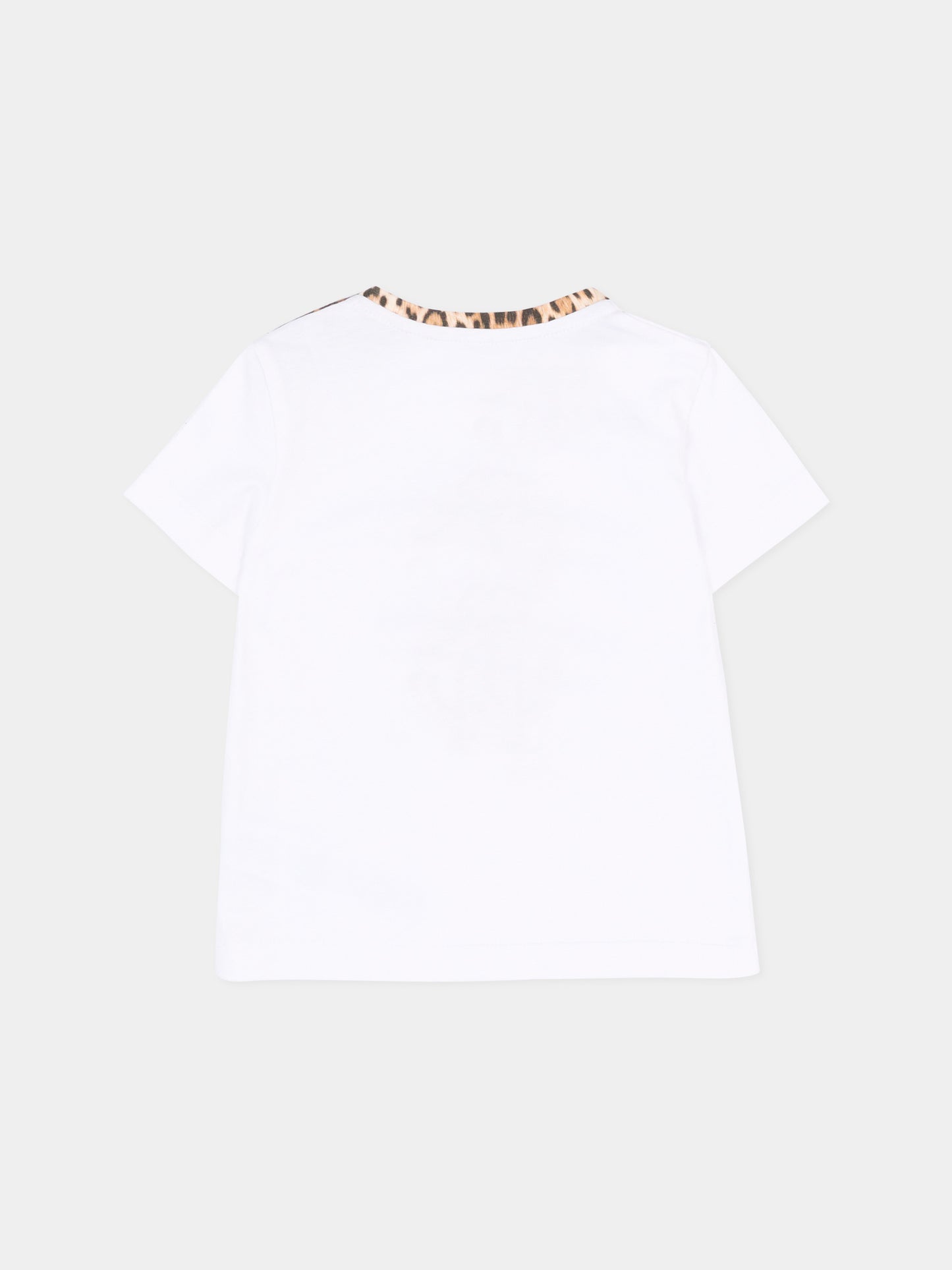 T-Shirt bianca per neonata con logo,Roberto Cavalli Kids,CIP26118TS WHITE