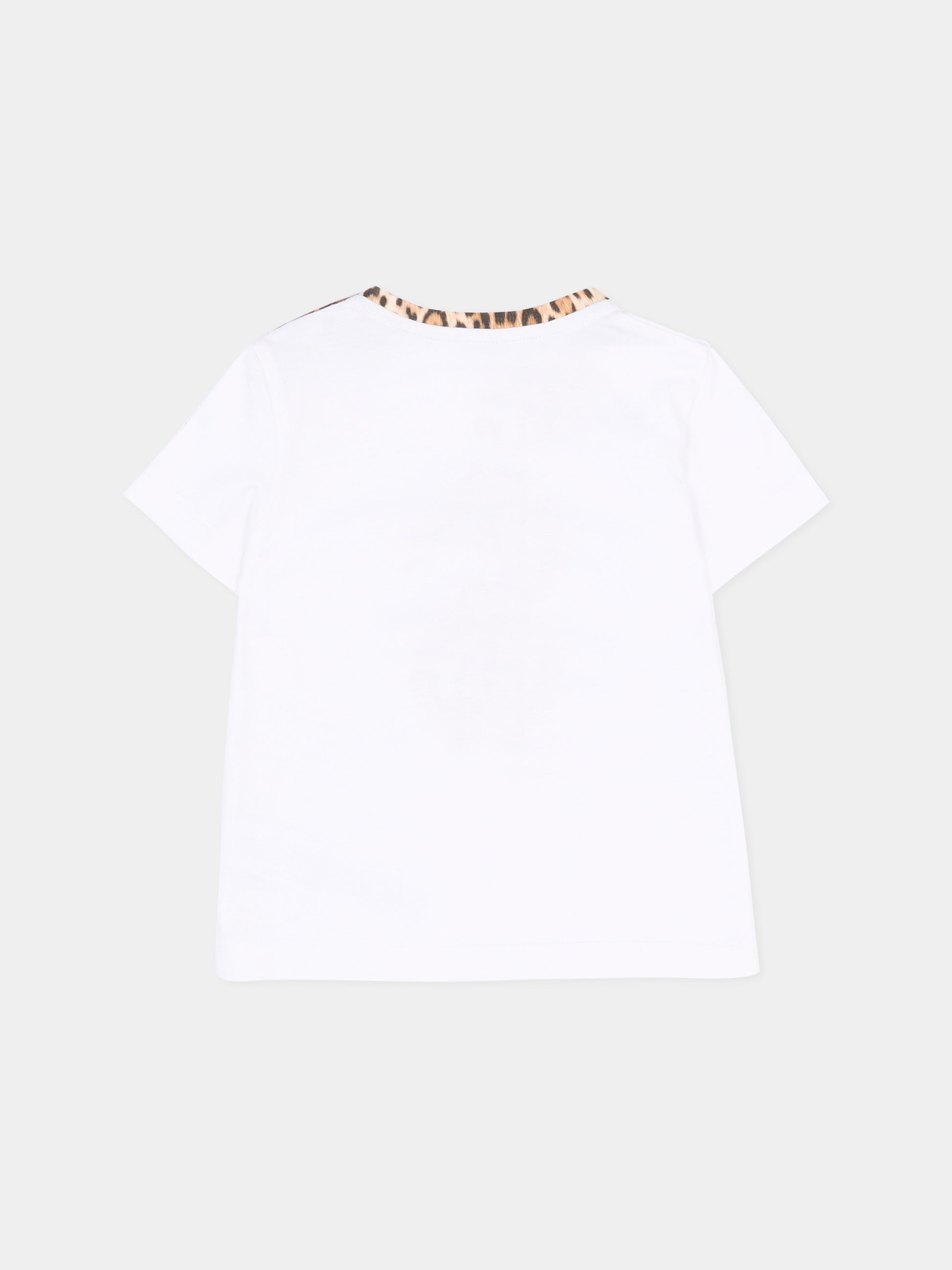 T-Shirt bianca per neonata con logo,Roberto Cavalli Kids,CIP26118TS WHITE
