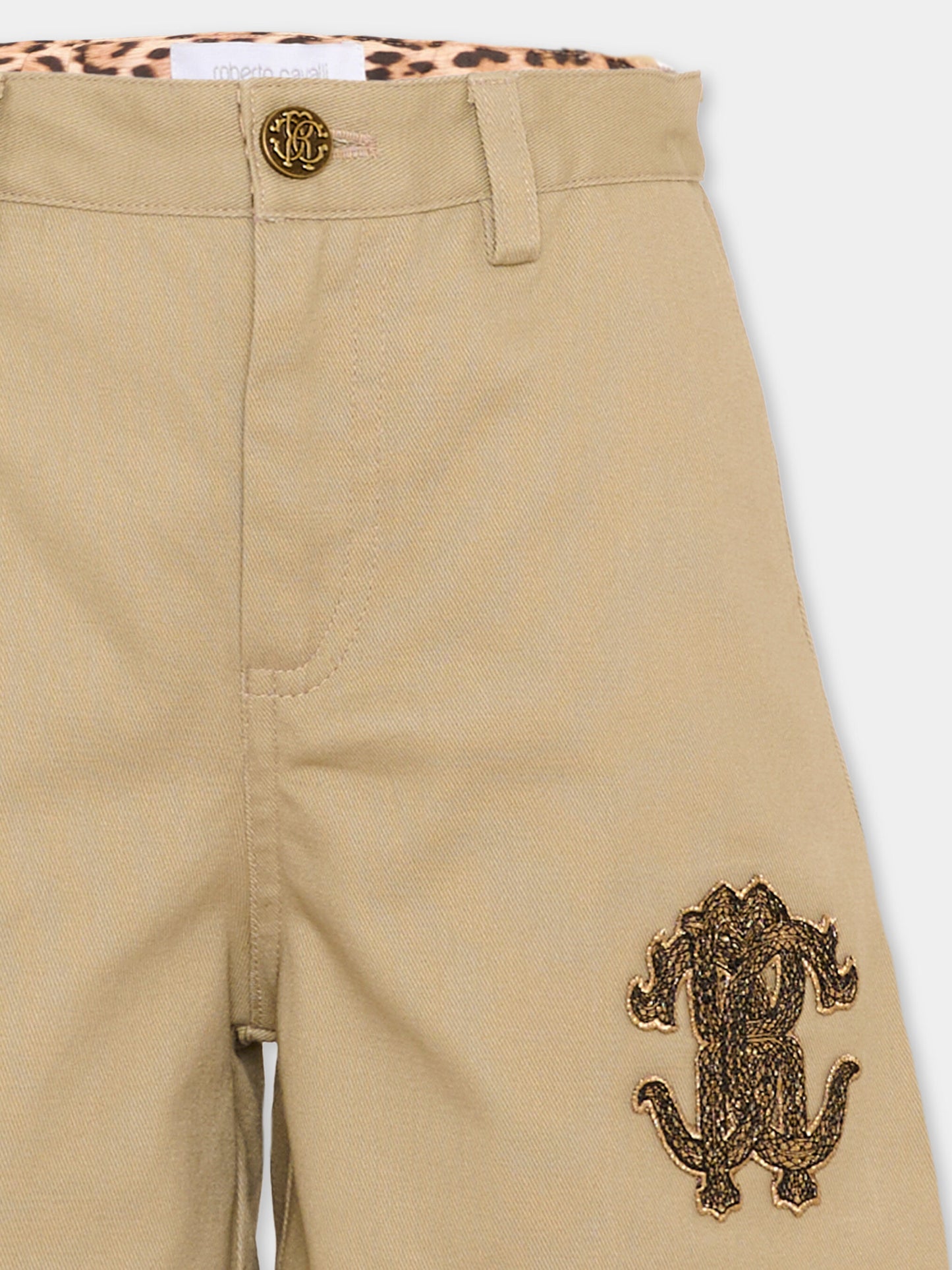 Shorts marroni per bambino con logo,Roberto Cavalli Kids,CBP26085BE MARRONE DOE