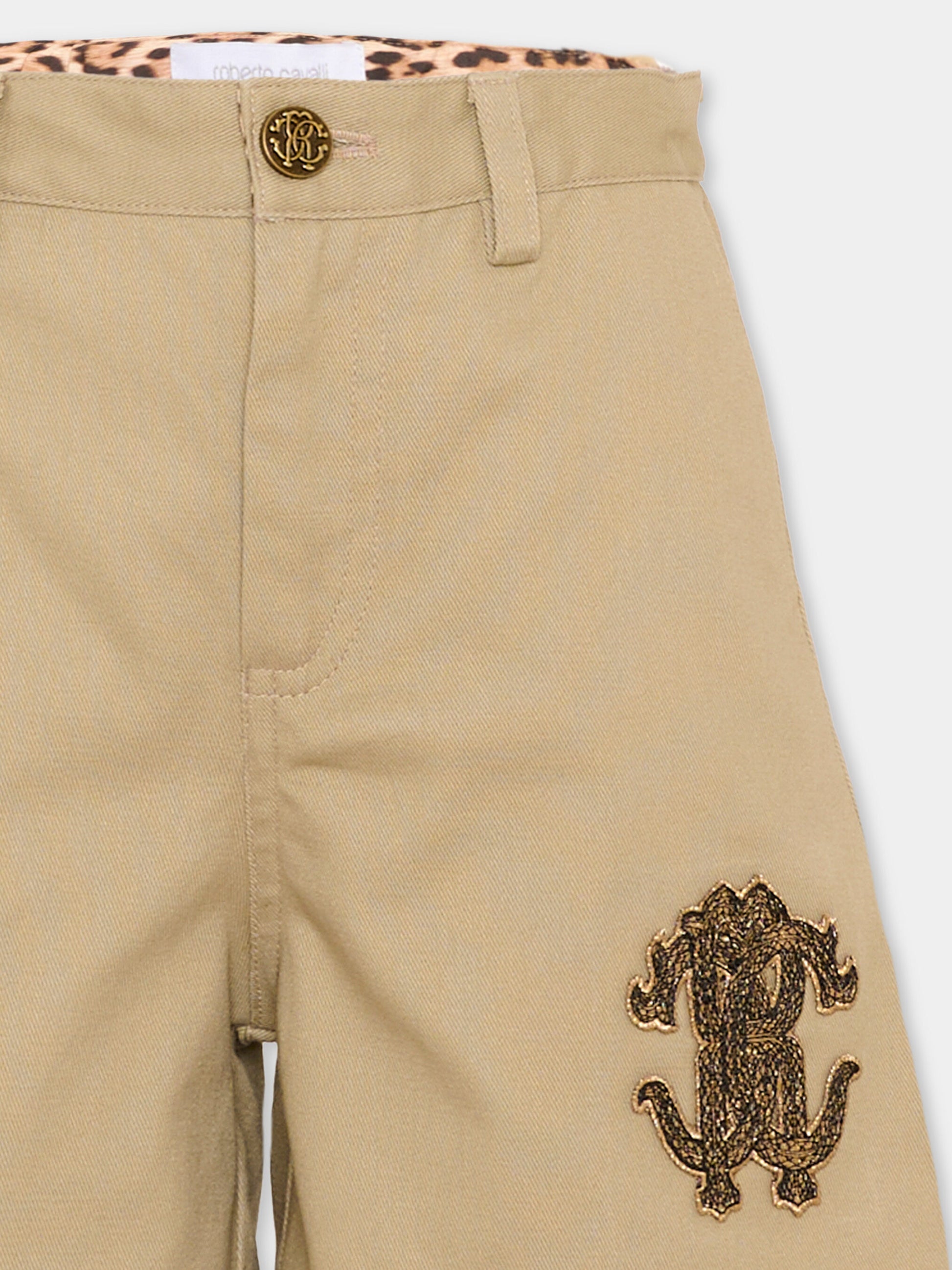 Shorts marroni per bambino con logo,Roberto Cavalli Kids,CBP26085BE MARRONE DOE