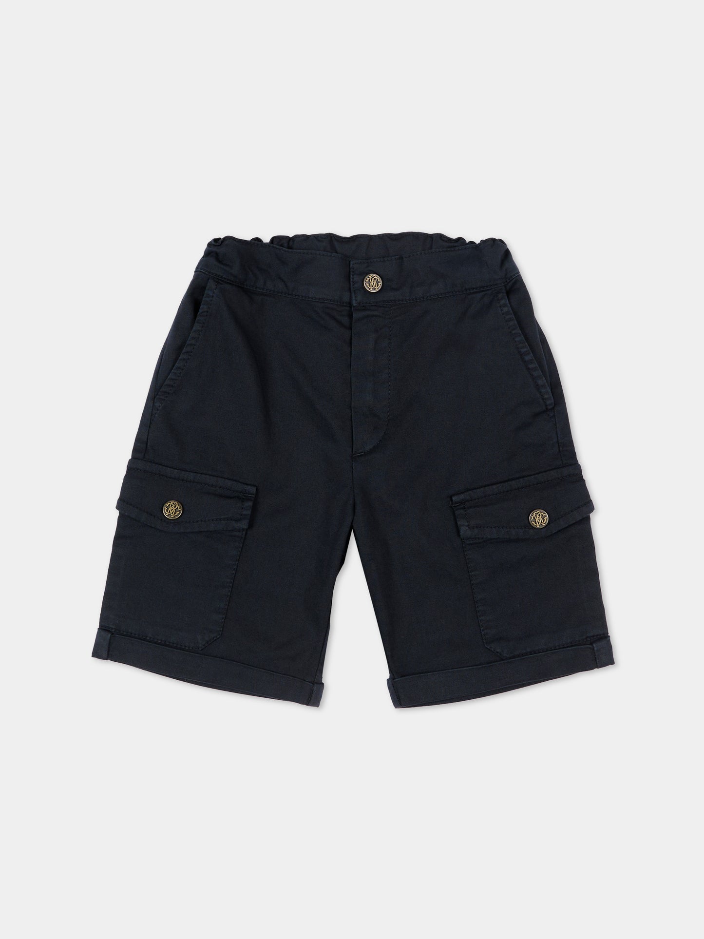Shorts blu per neonato con tasche cargo,Roberto Cavalli Kids,CIP26086BE BLUE PEACOAT