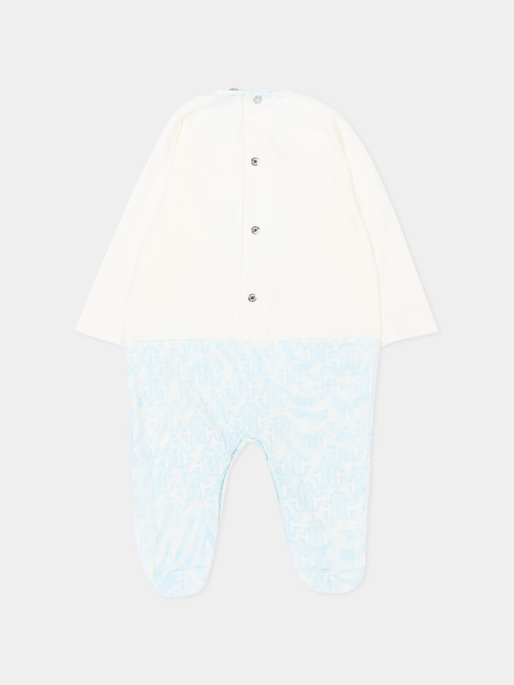 Set tutina celeste per neonato con monogram,Roberto Cavalli Kids,CLP26006TU ZEBRA CELESTE