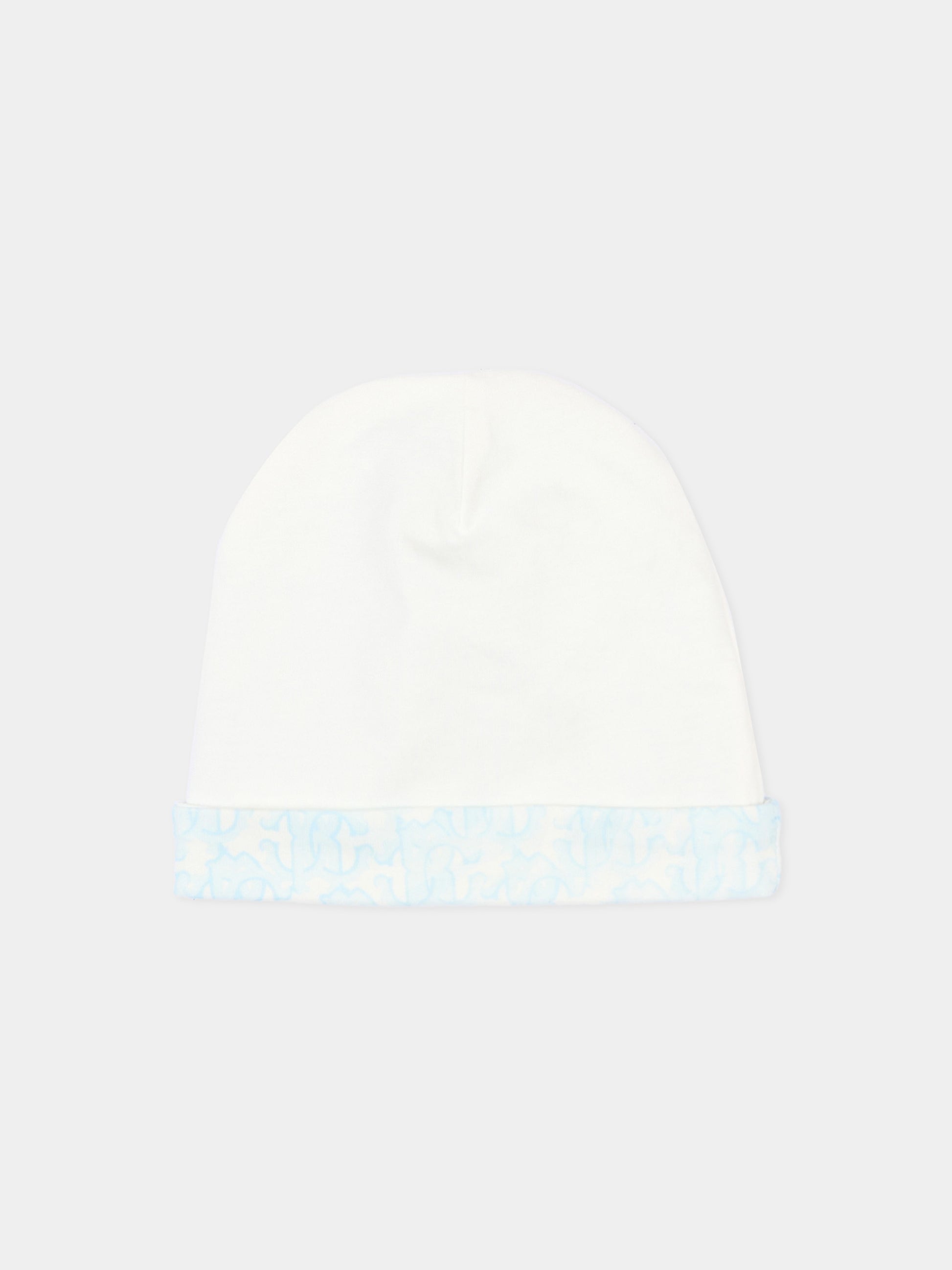 Set tutina celeste per neonato con monogram,Roberto Cavalli Kids,CLP26006TU ZEBRA CELESTE